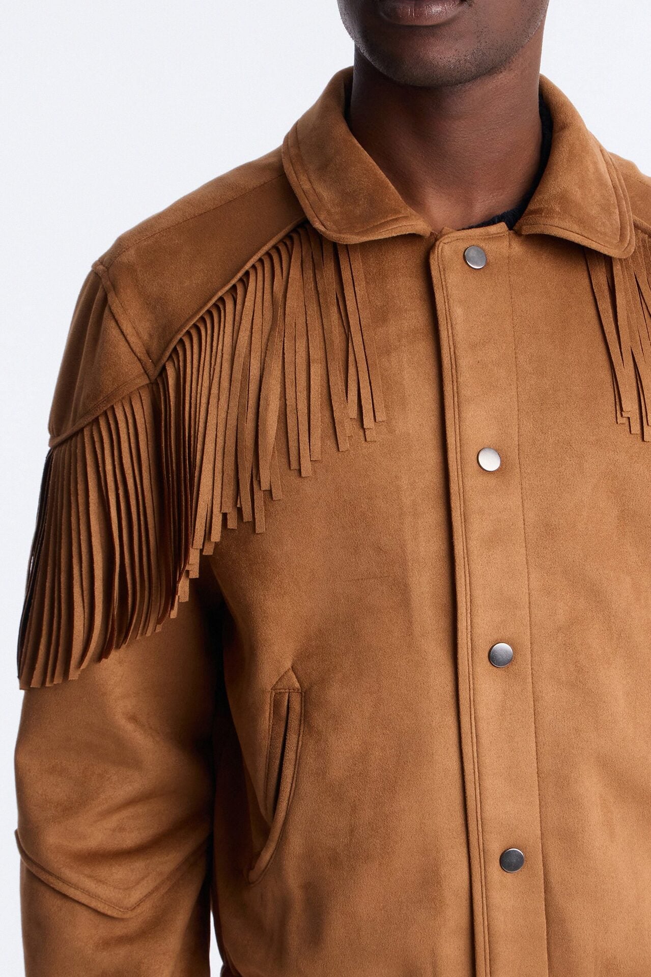 Fringed Festival Grounds Faux Suede Jacket - Camel image 3