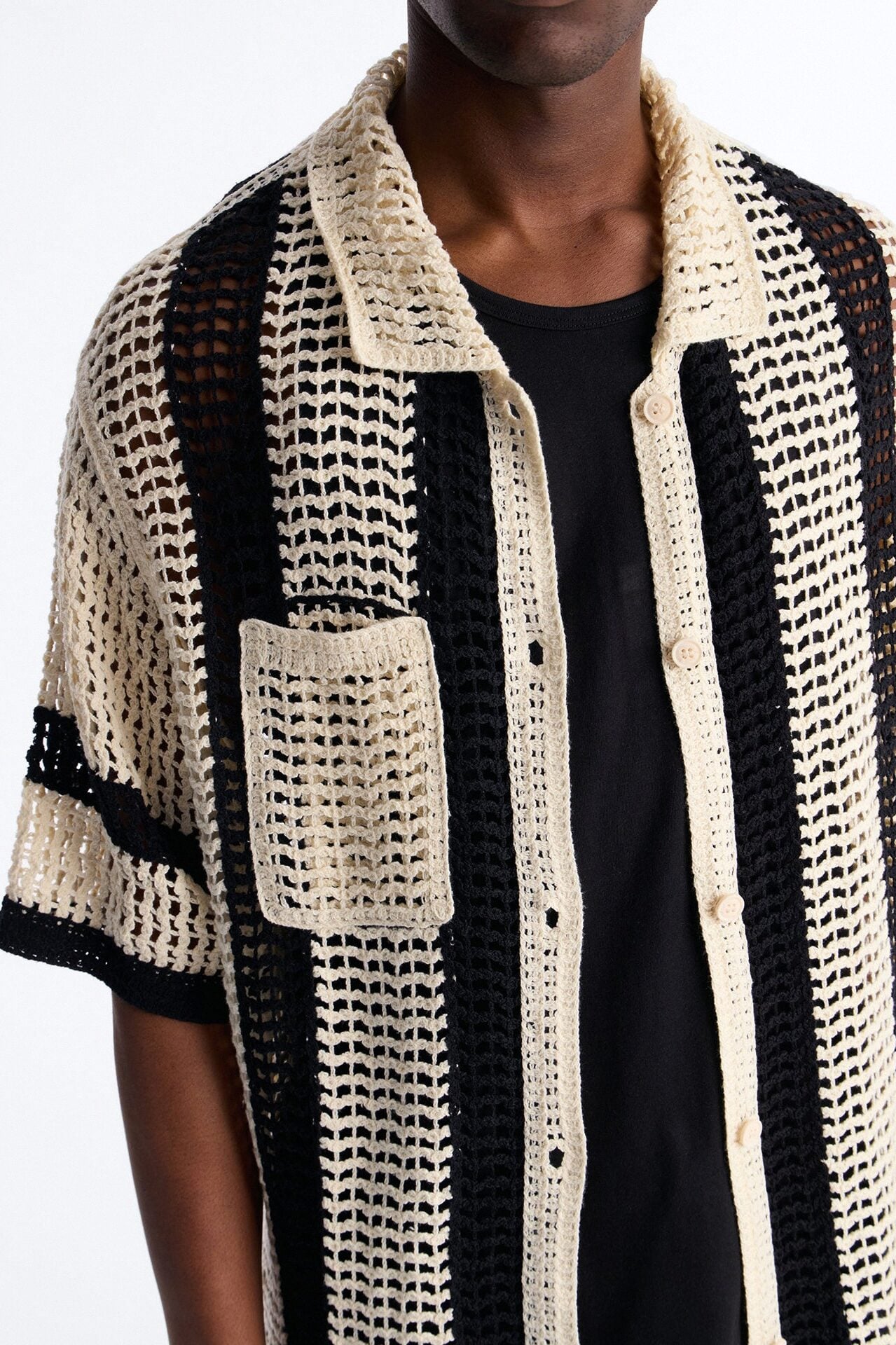 Casa Del Sol Crochet Button Up Shirt - Cream image 3