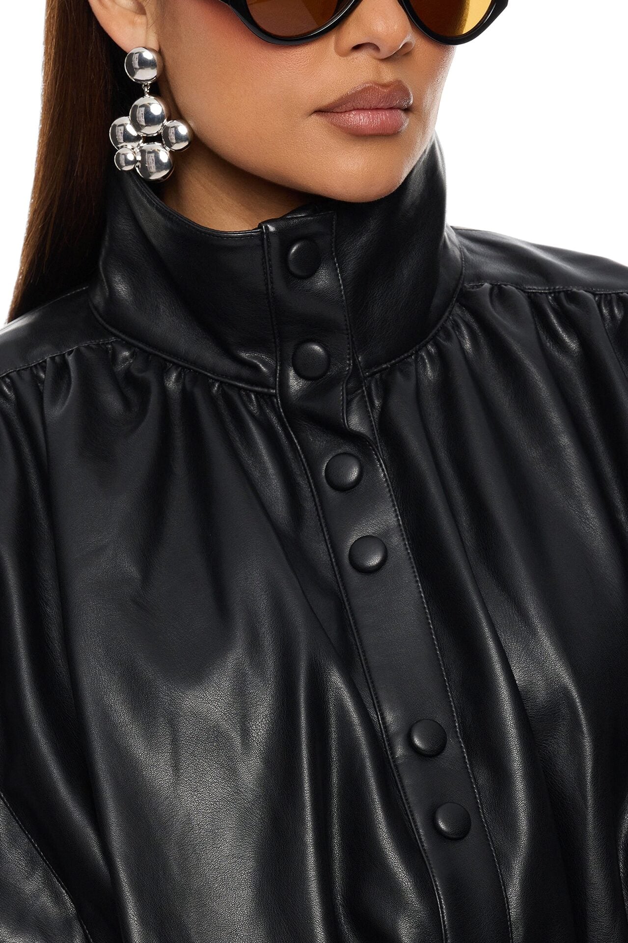 Noelia Faux Leather Jacket - Black image 4