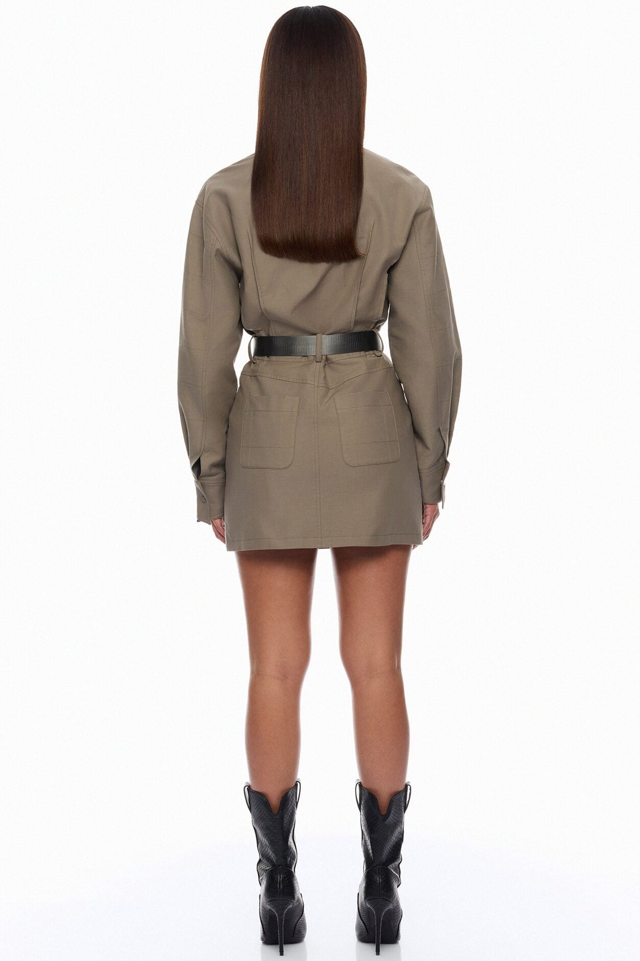 Morgan Belted Cargo Mini Dress - Olive image 4