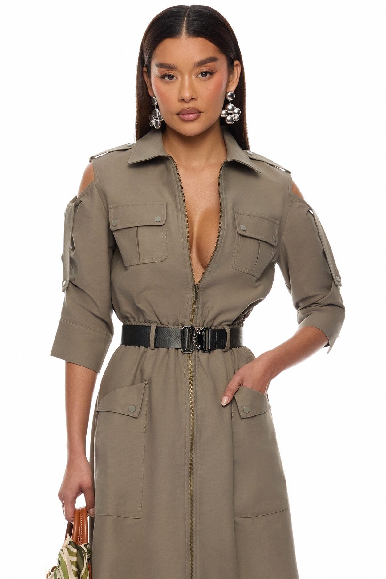 Morgan Cargo Maxi Dress - Olive image 2