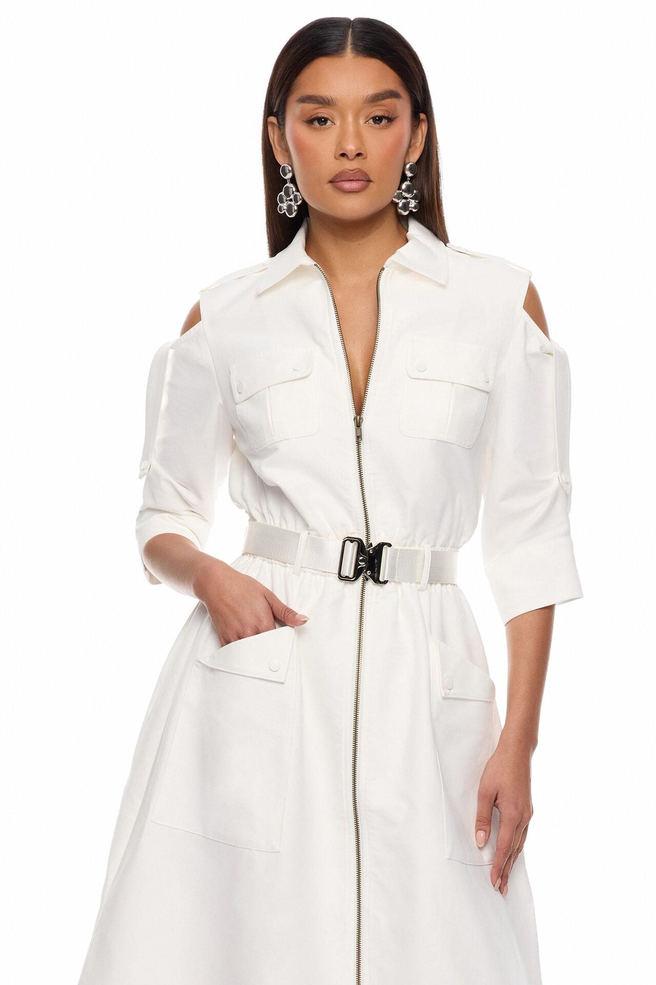 Morgan Cargo Maxi Dress - White image 2