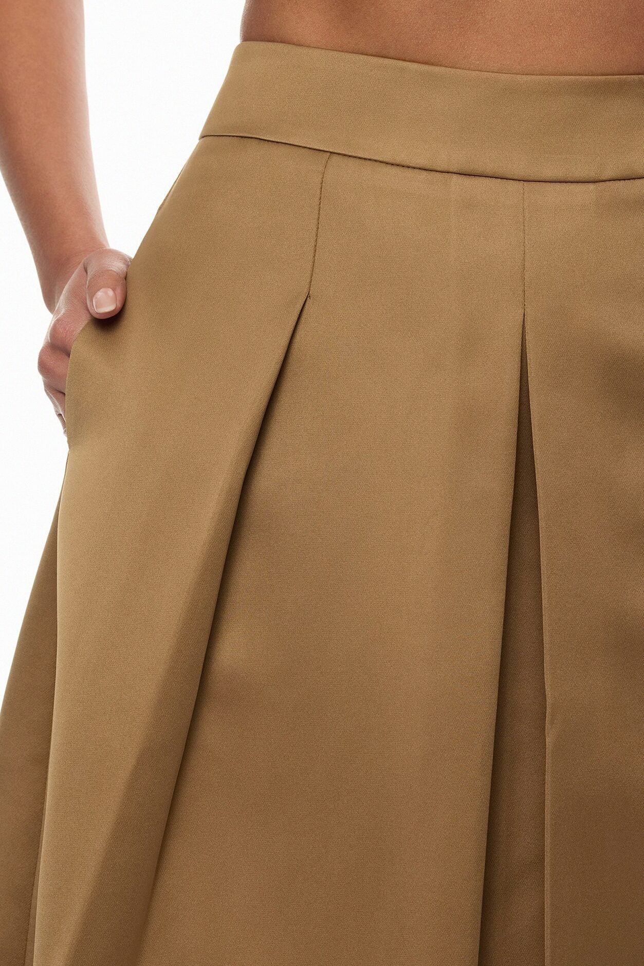 Kamila Pleated Midi Skirt - Olive image 3