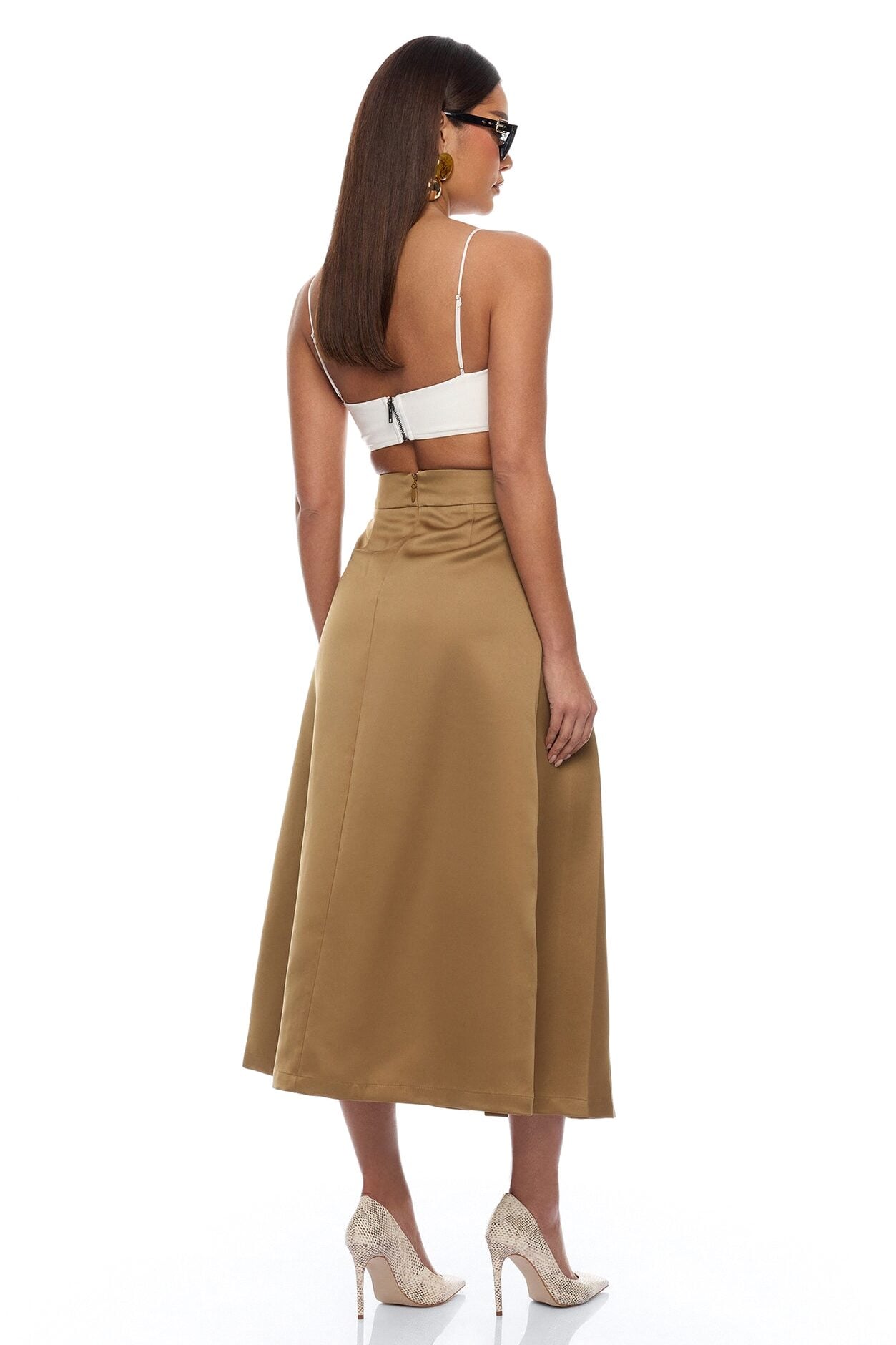 Kamila Pleated Midi Skirt - Olive image 4