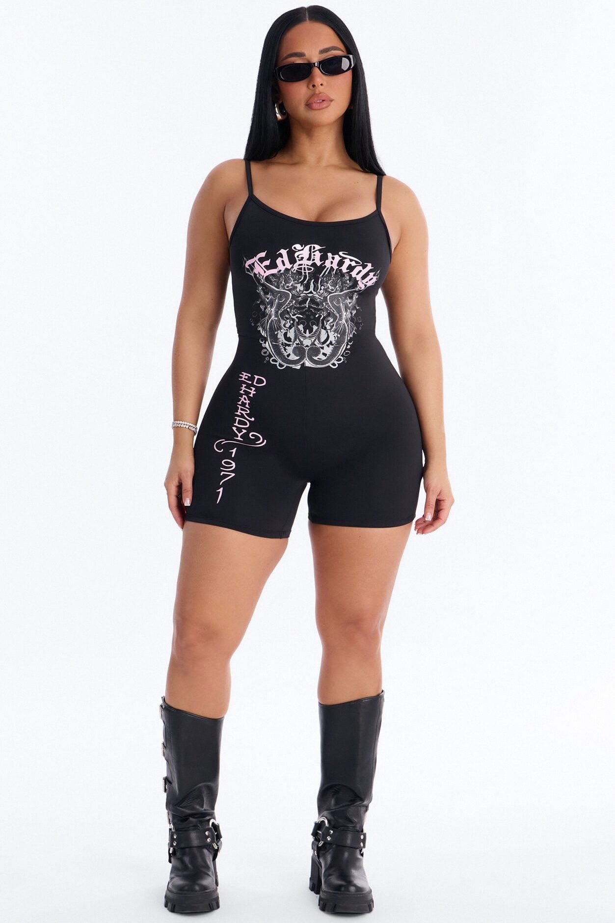 Ed Hardy Devil Mermaid Romper - Black image 2