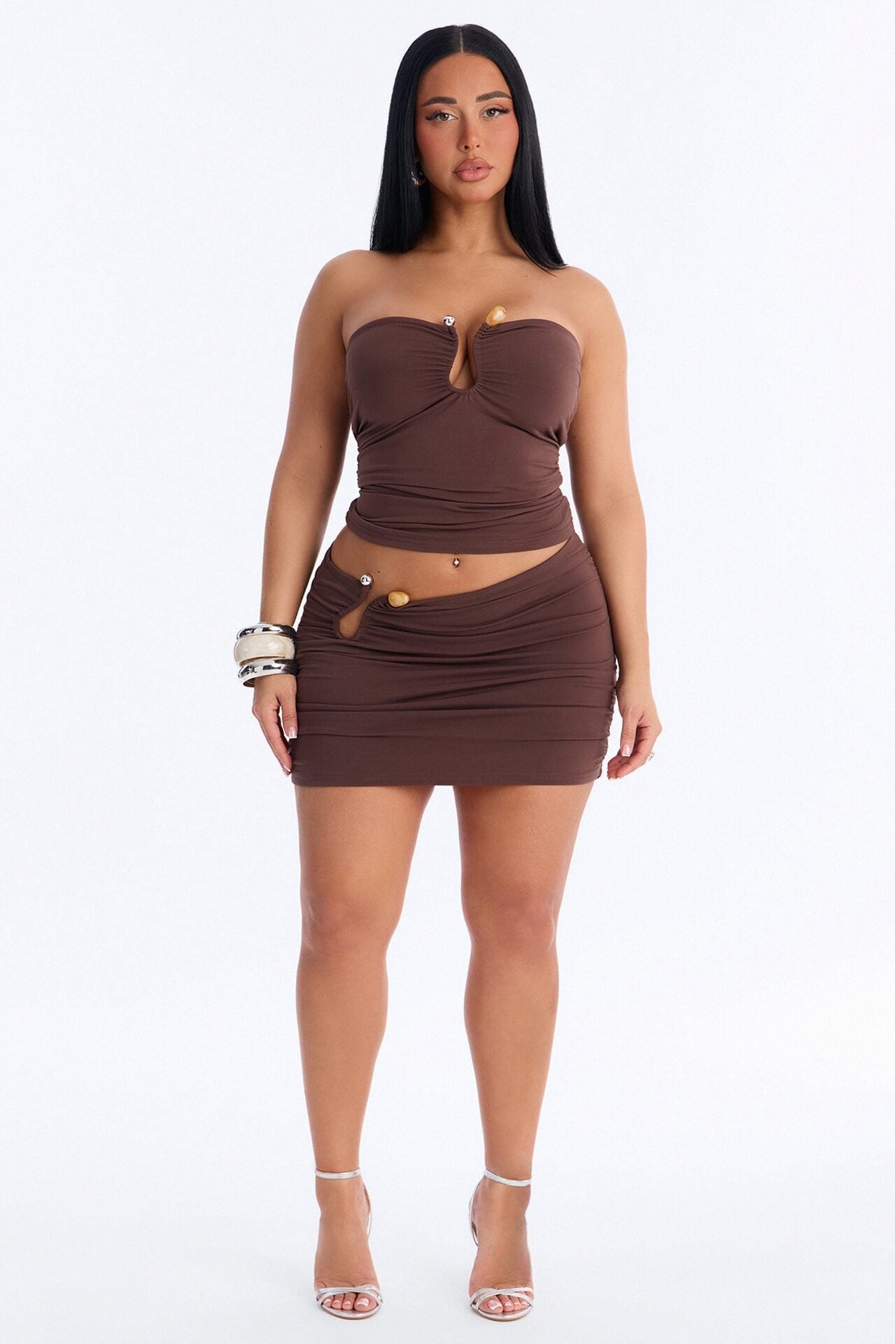 Celeste Mini Skirt Set - Chocolate image 2
