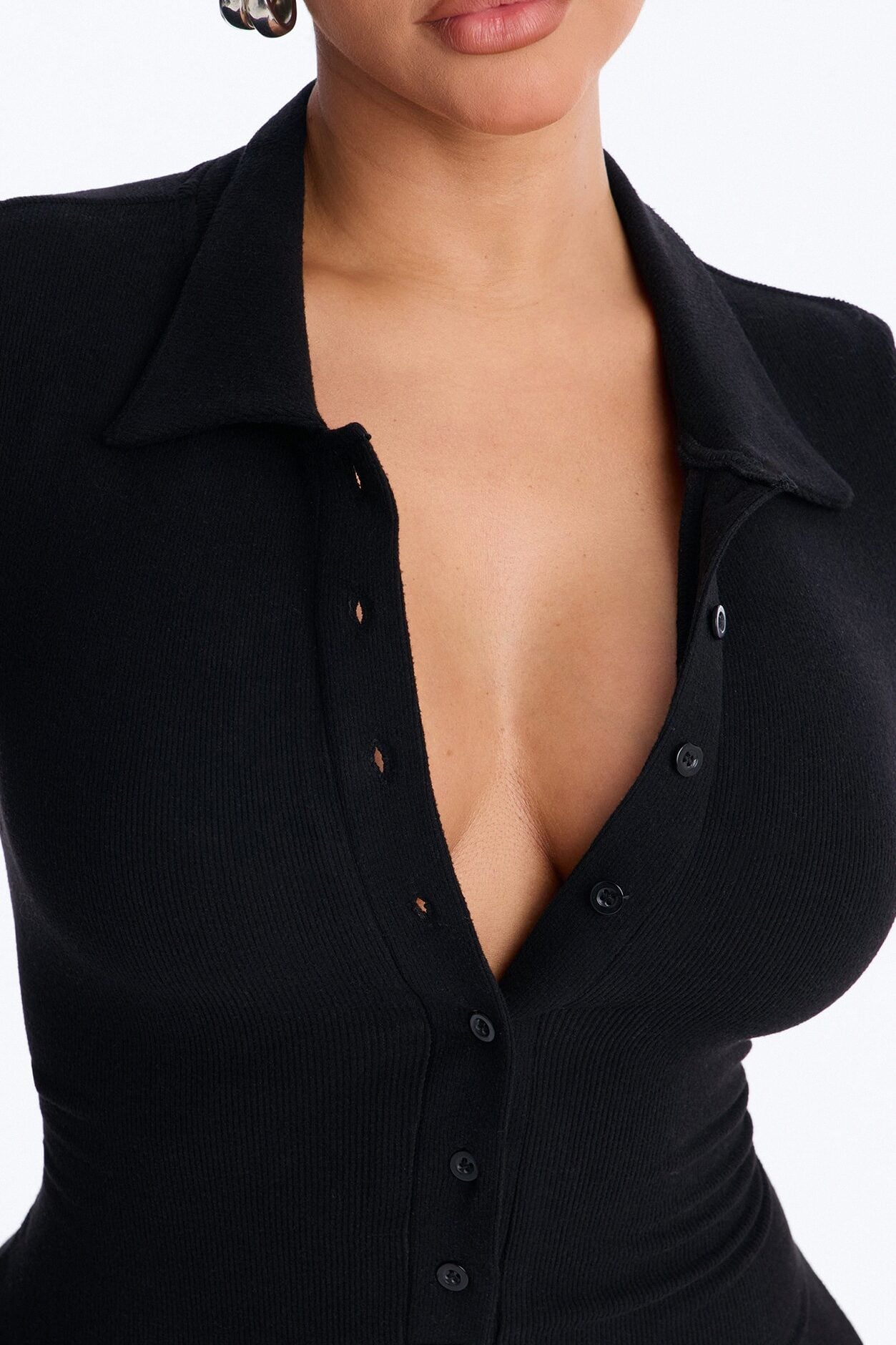 Hailey Ribbed Micro Short Romper - Black image 3