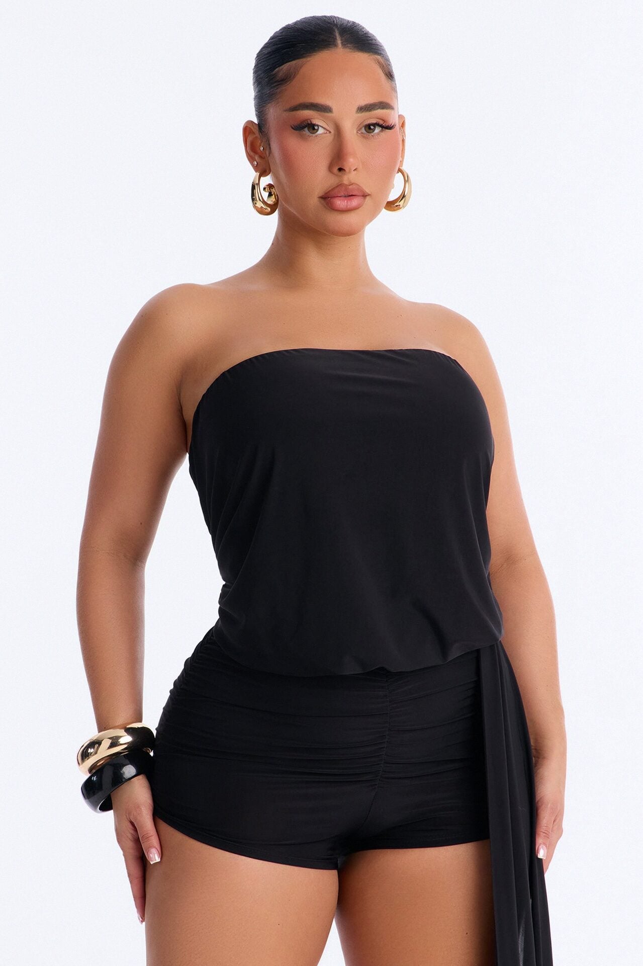 Aire Draped Micro Romper - Black image 3