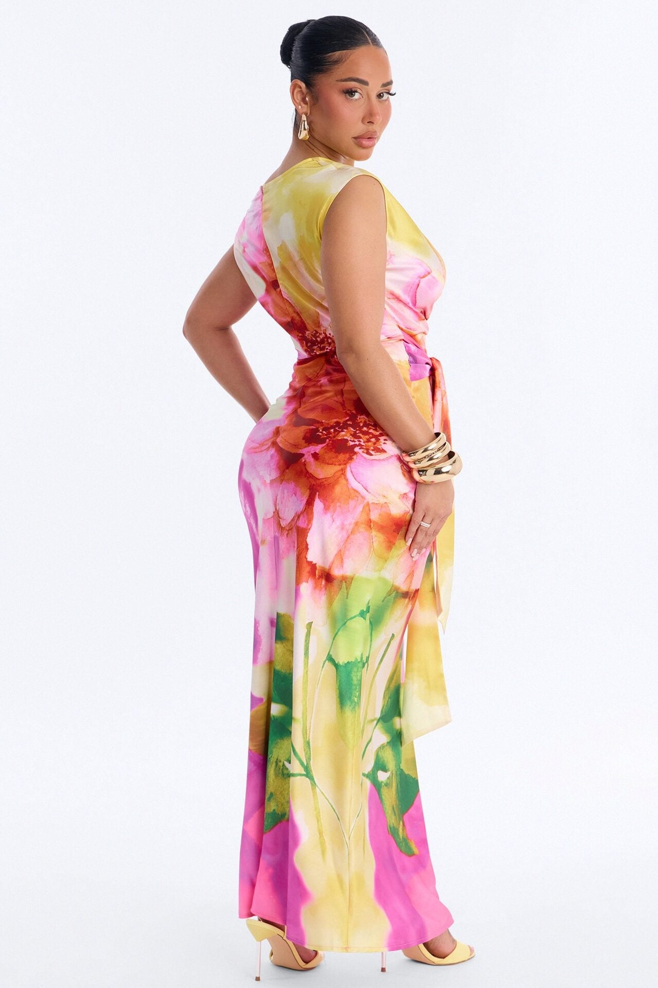 Easy To Love Me Satin Maxi Dress - Pink/combo image 4