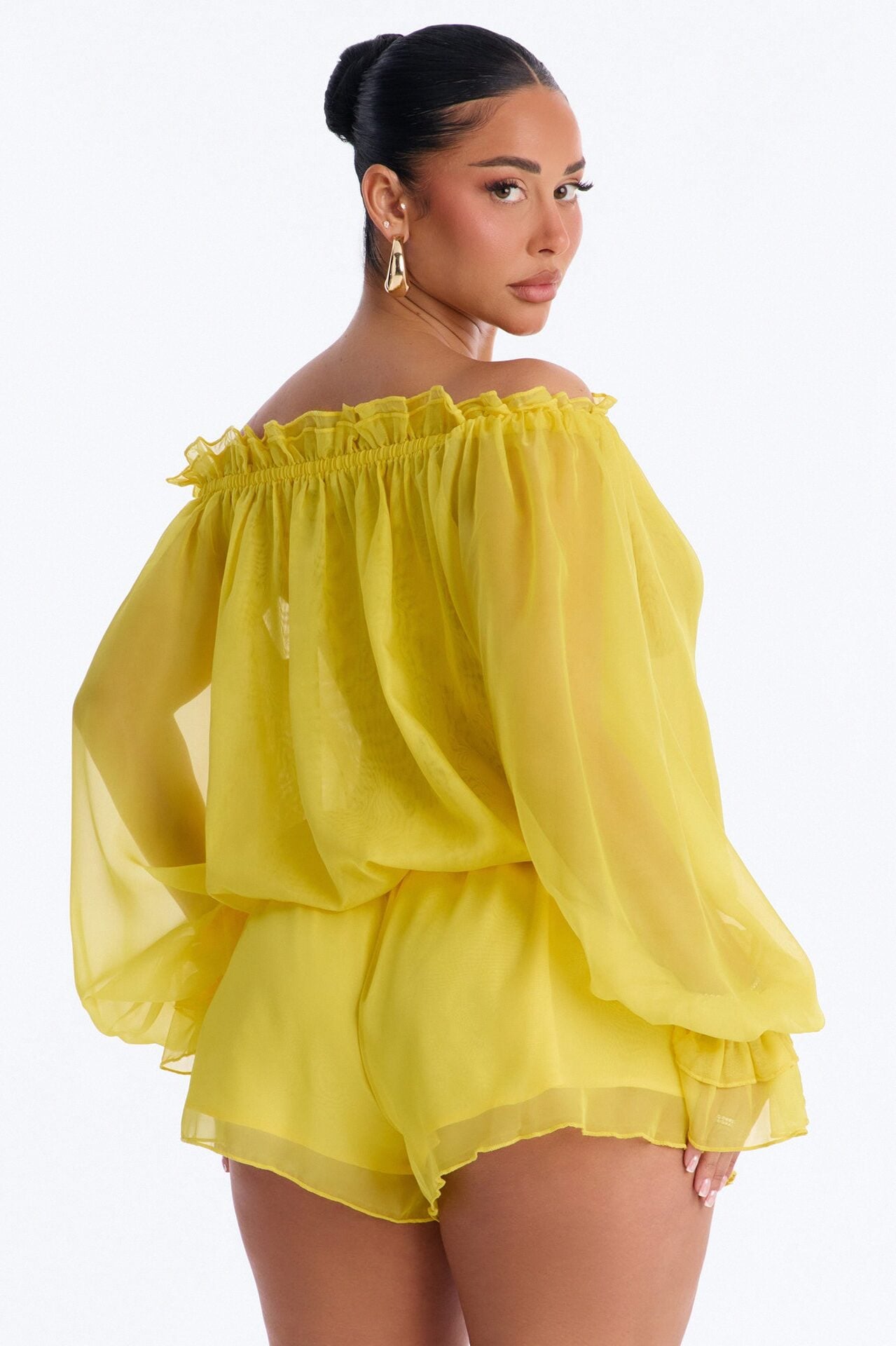 Dasha Chiffon Flowy Romper - Yellow image 4