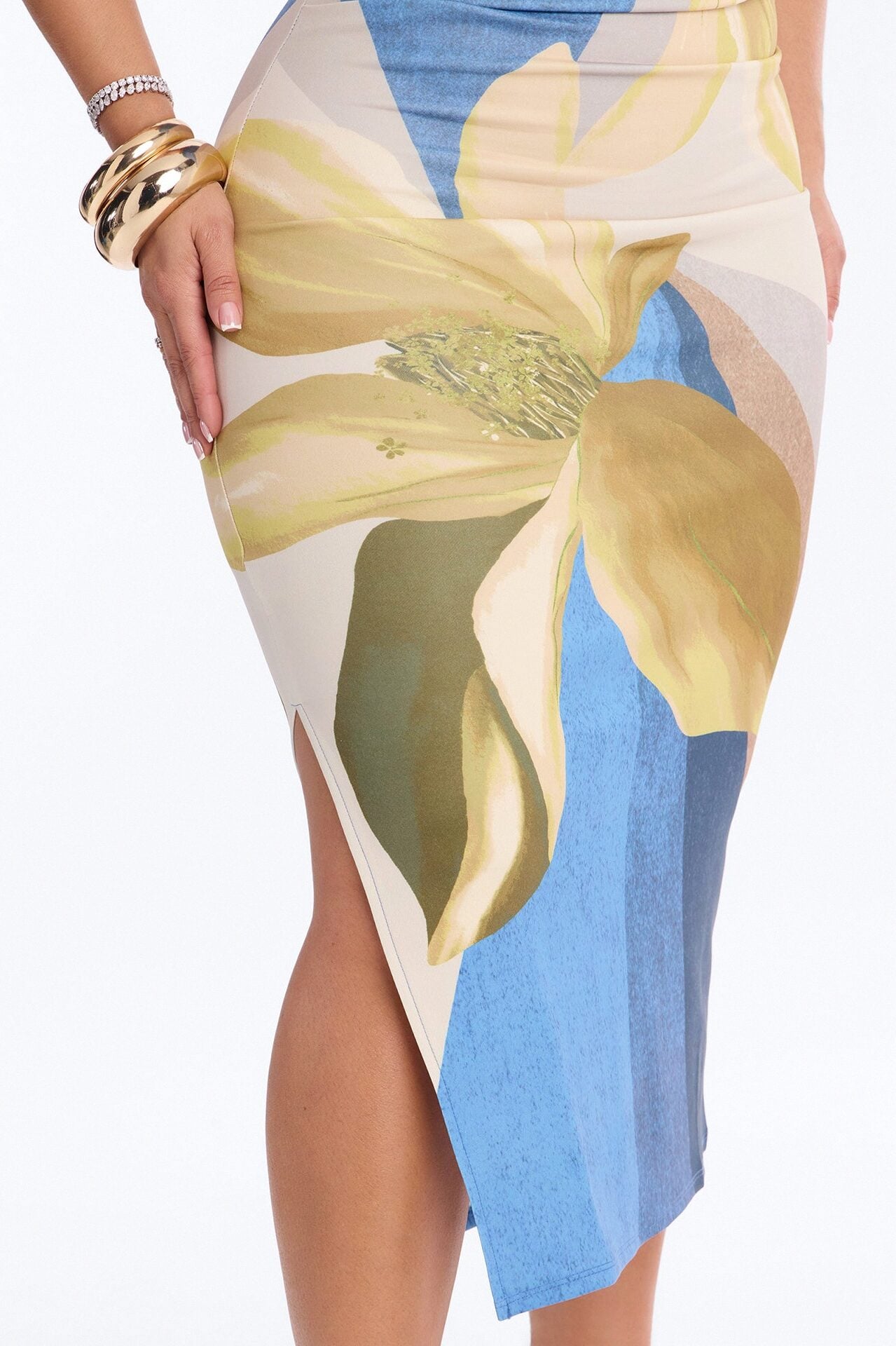 Angela Strapless Floral Midi Dress - Blue/combo image 3