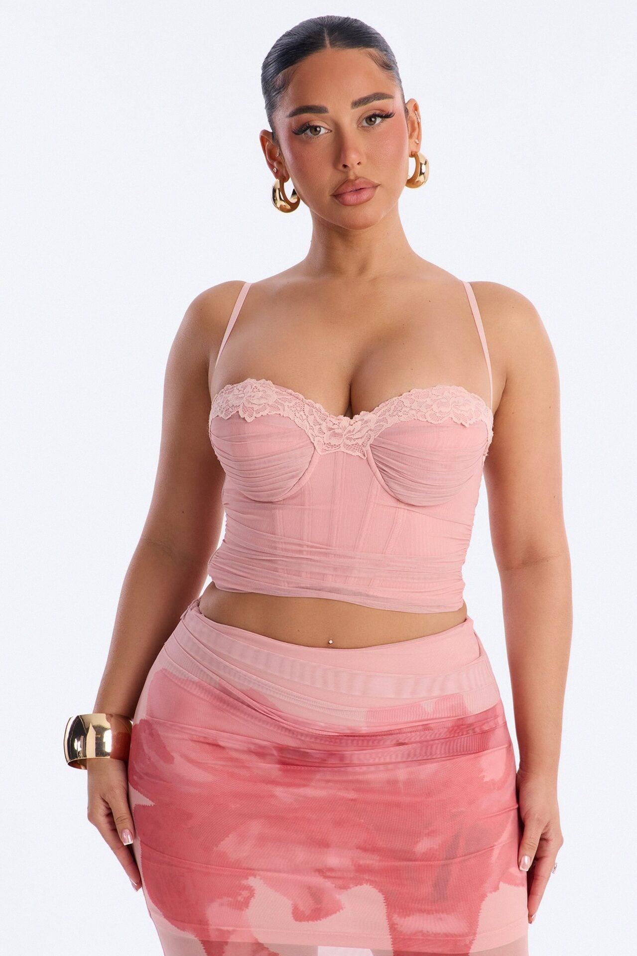 Roxana Mesh Corset Maxi Skirt Set - Mauve image 3