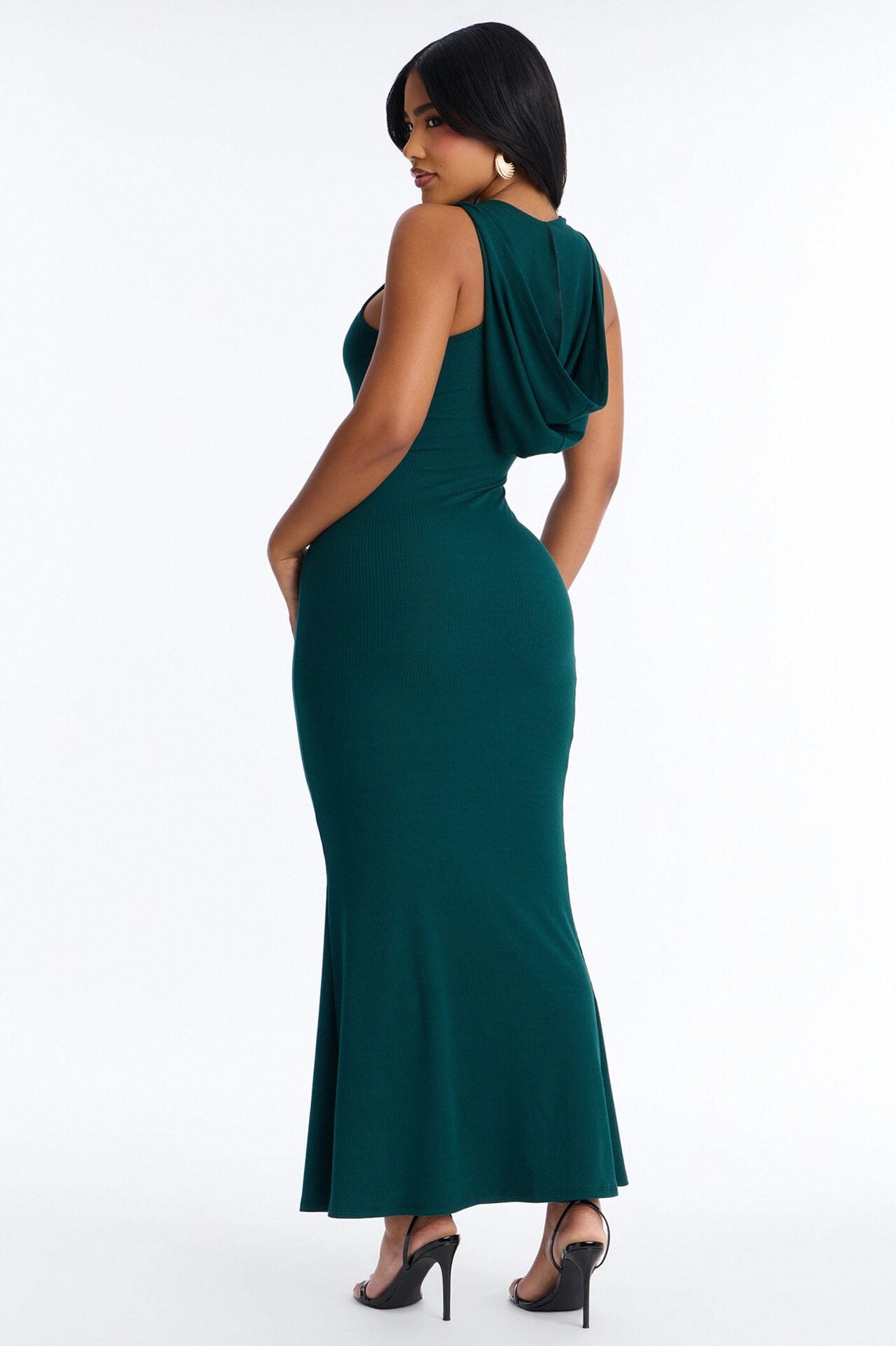Trinity Hooded Ribbed Maxi Dress - Hunter image 5