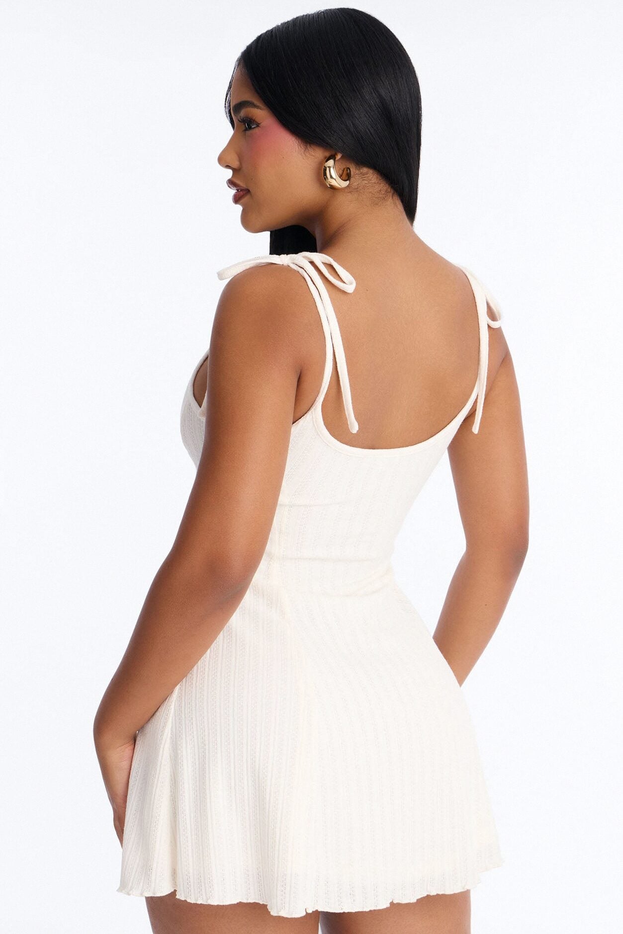 Kallie Tie Shoulder Mini Dress - Ivory image 4
