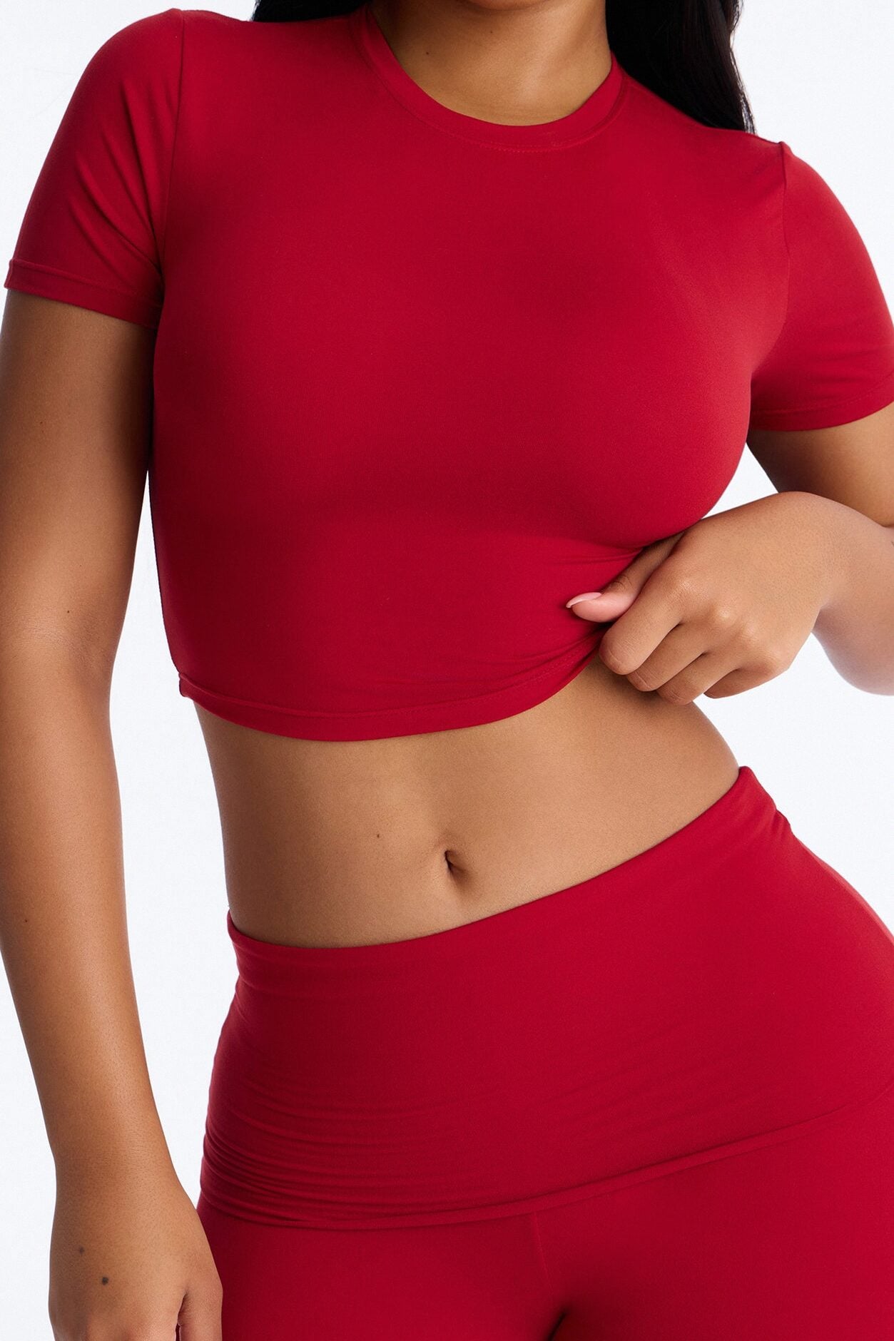 Keeping Up Foldover Waist Pant Set - Red image 3