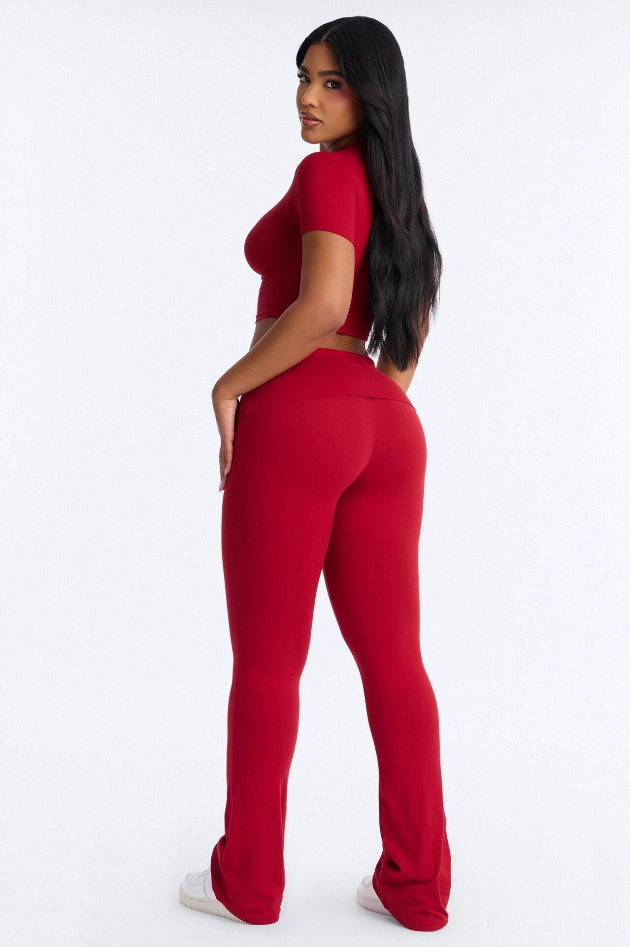Keeping Up Foldover Waist Pant Set - Red image 4