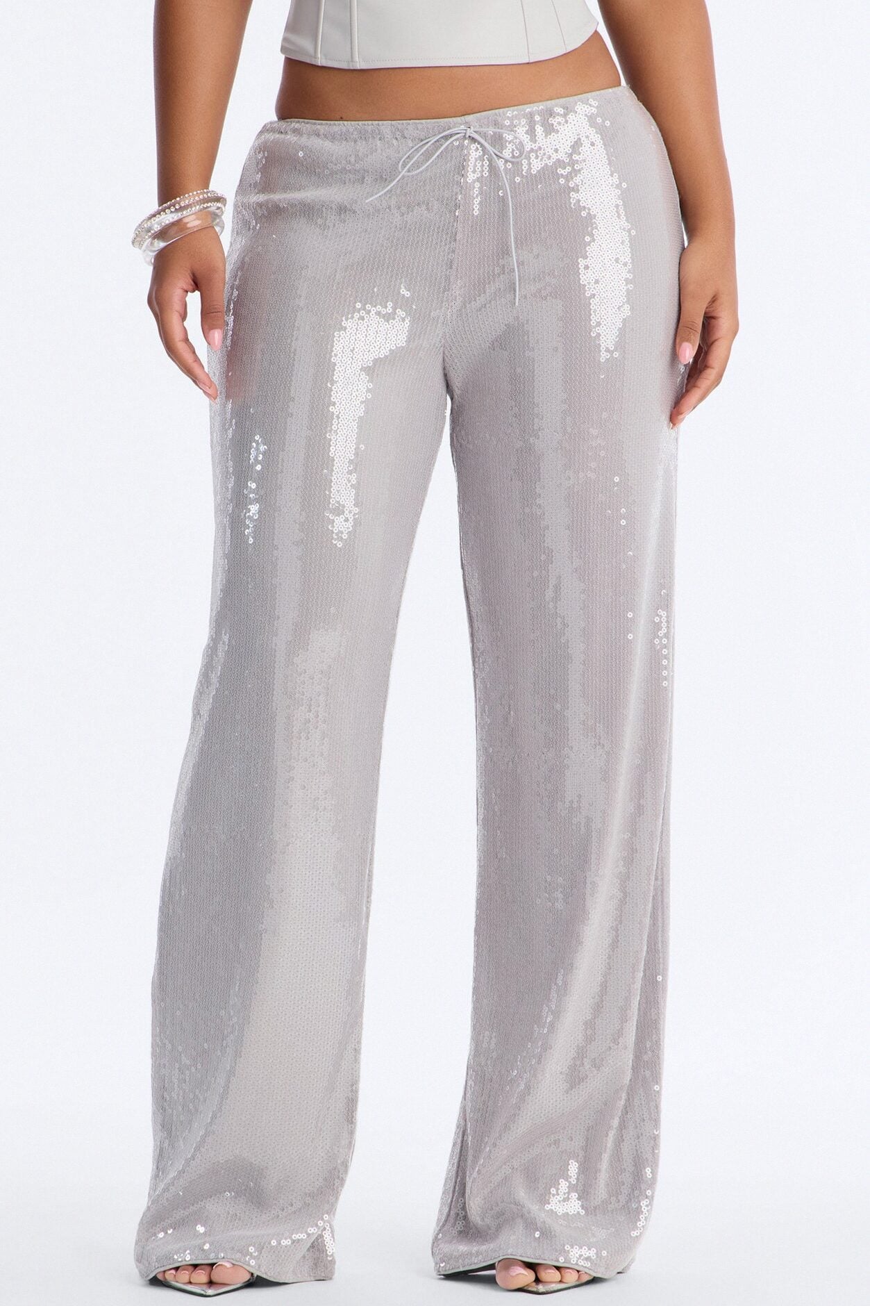 Glow Time Sequin Embellished Pants - Grey image 2