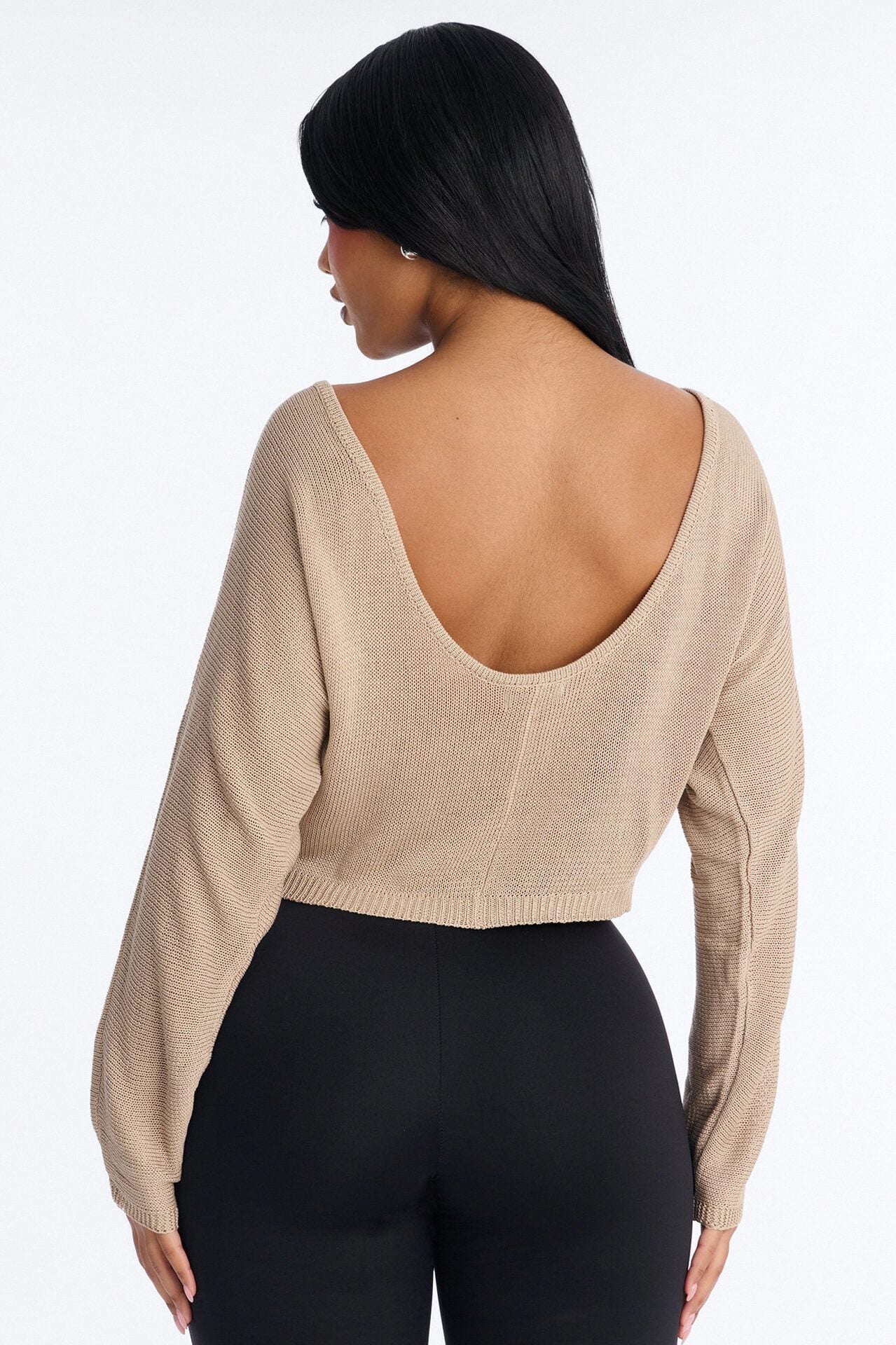 Island Girl Backless Sweater Top - Taupe image 4