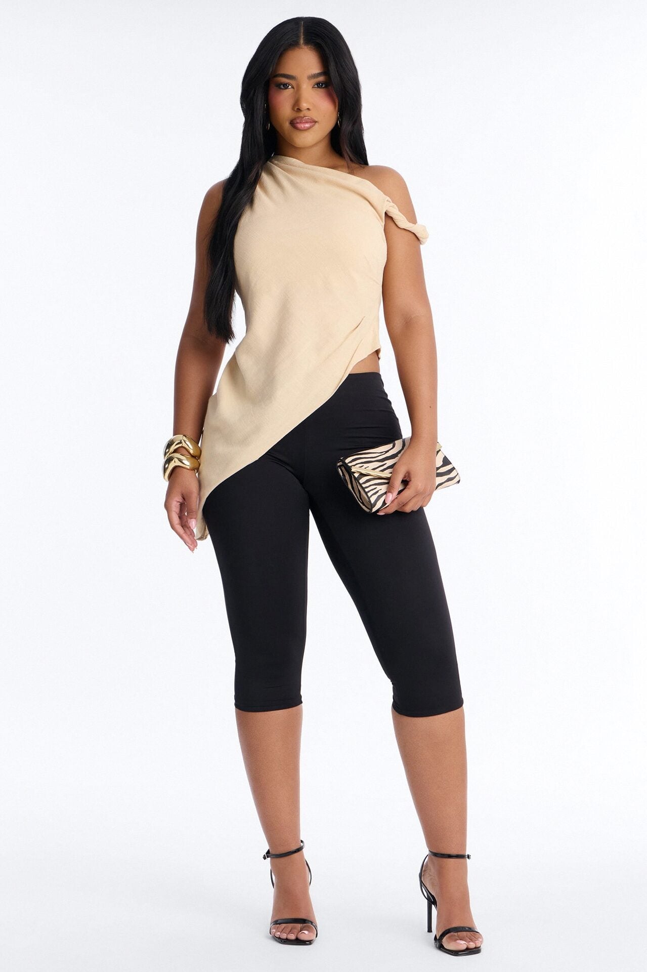 Butter And Baguettes Only One Shoulder Linen Top - Cream image 2