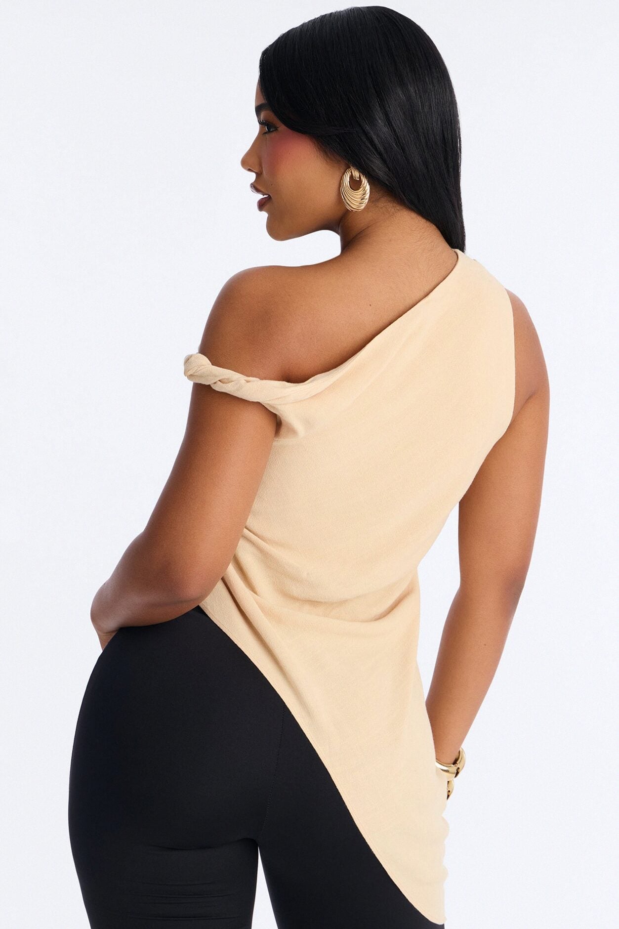 Butter And Baguettes Only One Shoulder Linen Top - Cream image 4