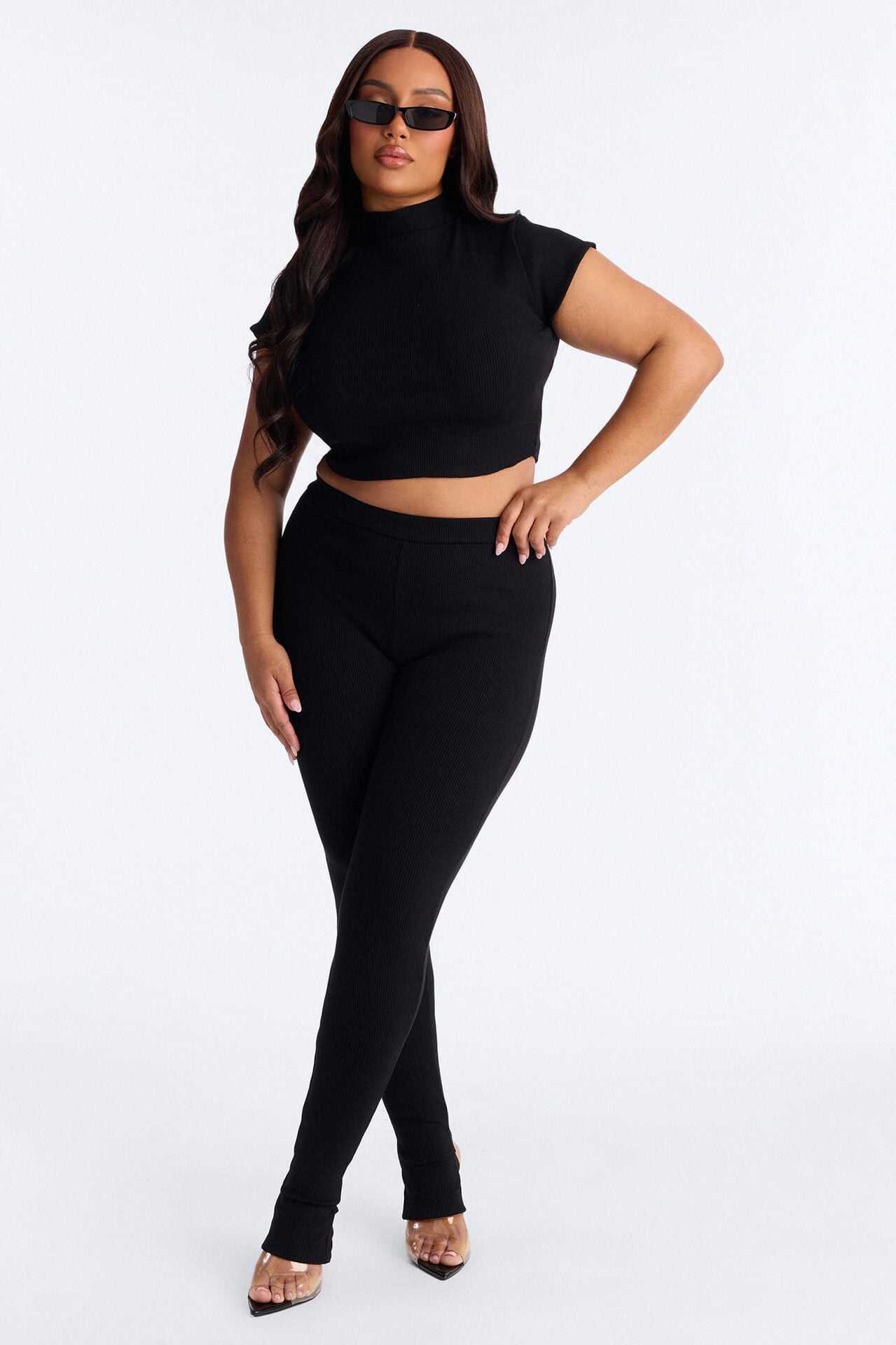 Simply Snatched Mock Neck Legging Set - Black image 6