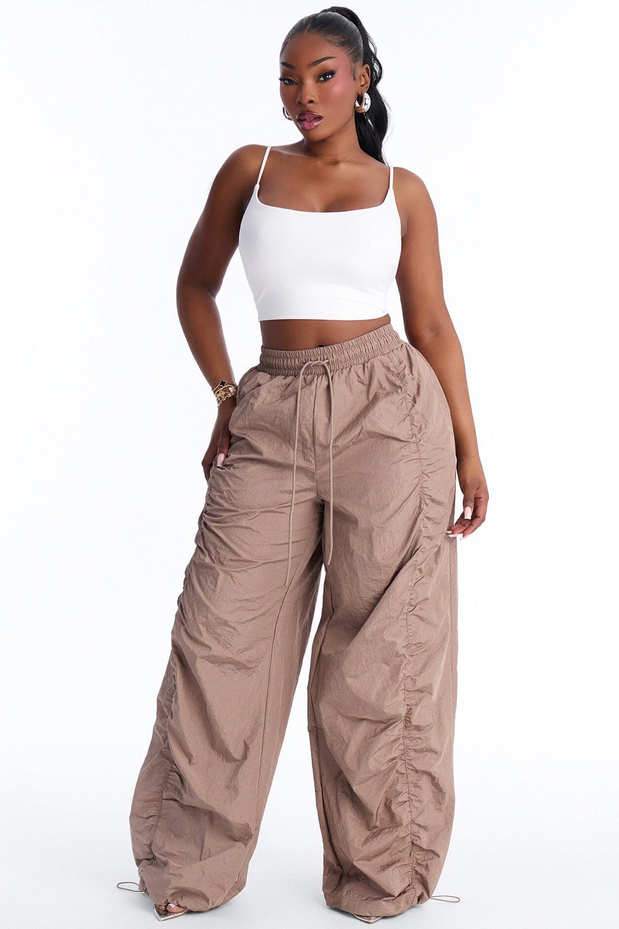 On The Move Oversized Windbreaker Jogger Pant - Caffe image 5