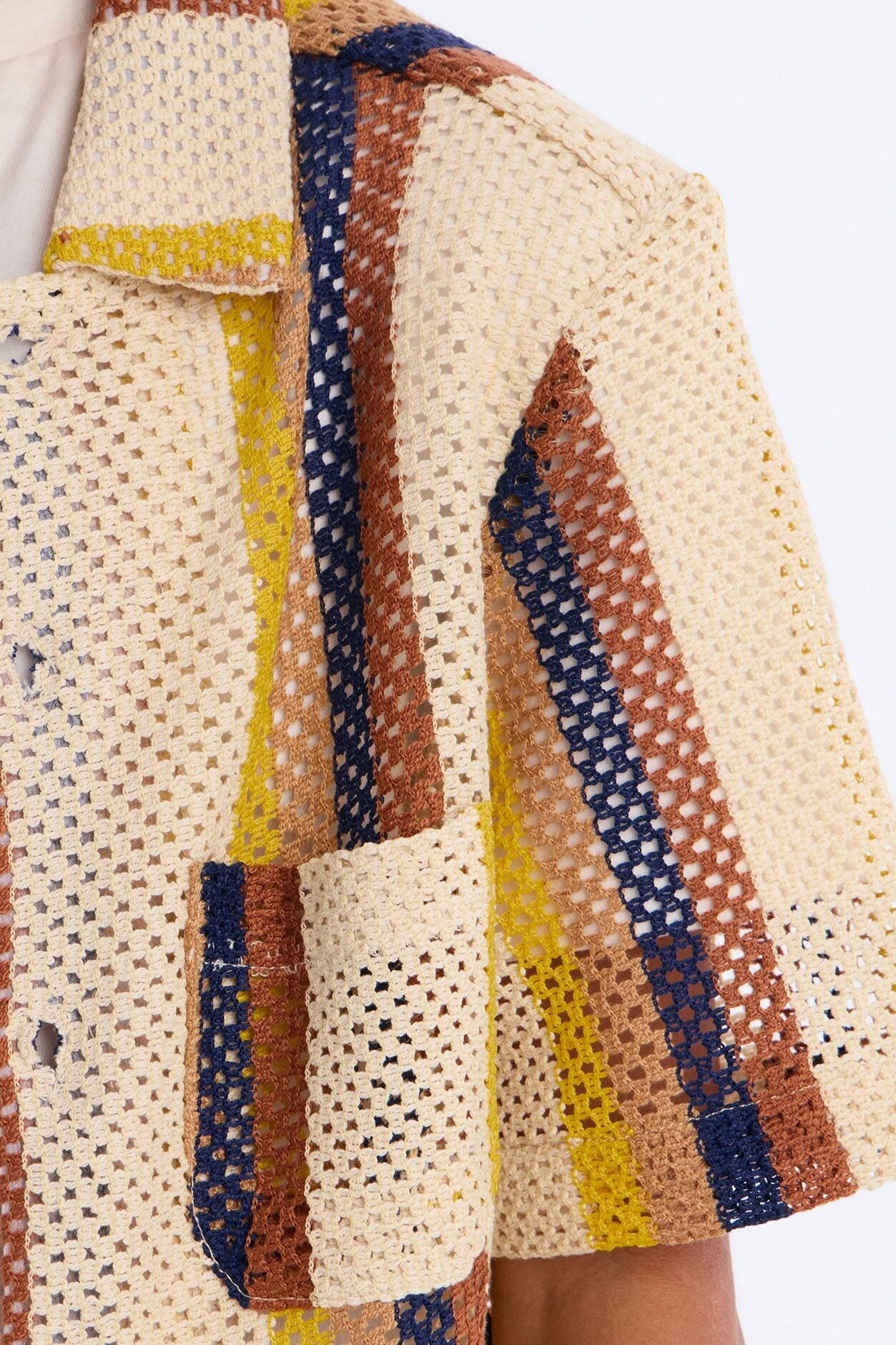 Mini Cdmx Crochet Button Up Shirt - Cream image 3
