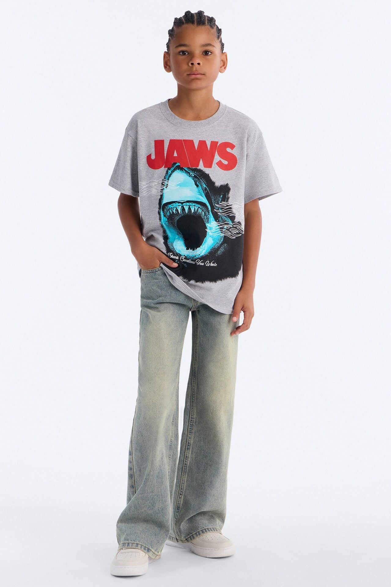 Mini Jaws Gonna Need A Bigger Boat Short Sleeve Tee - Grey image 2