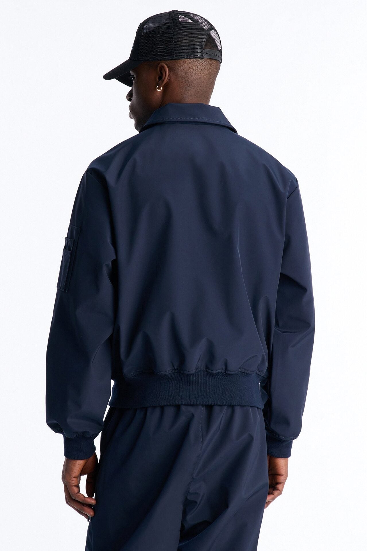 Cropped Relaxed Liberty Zip Bomber Jacket - Navy image 6