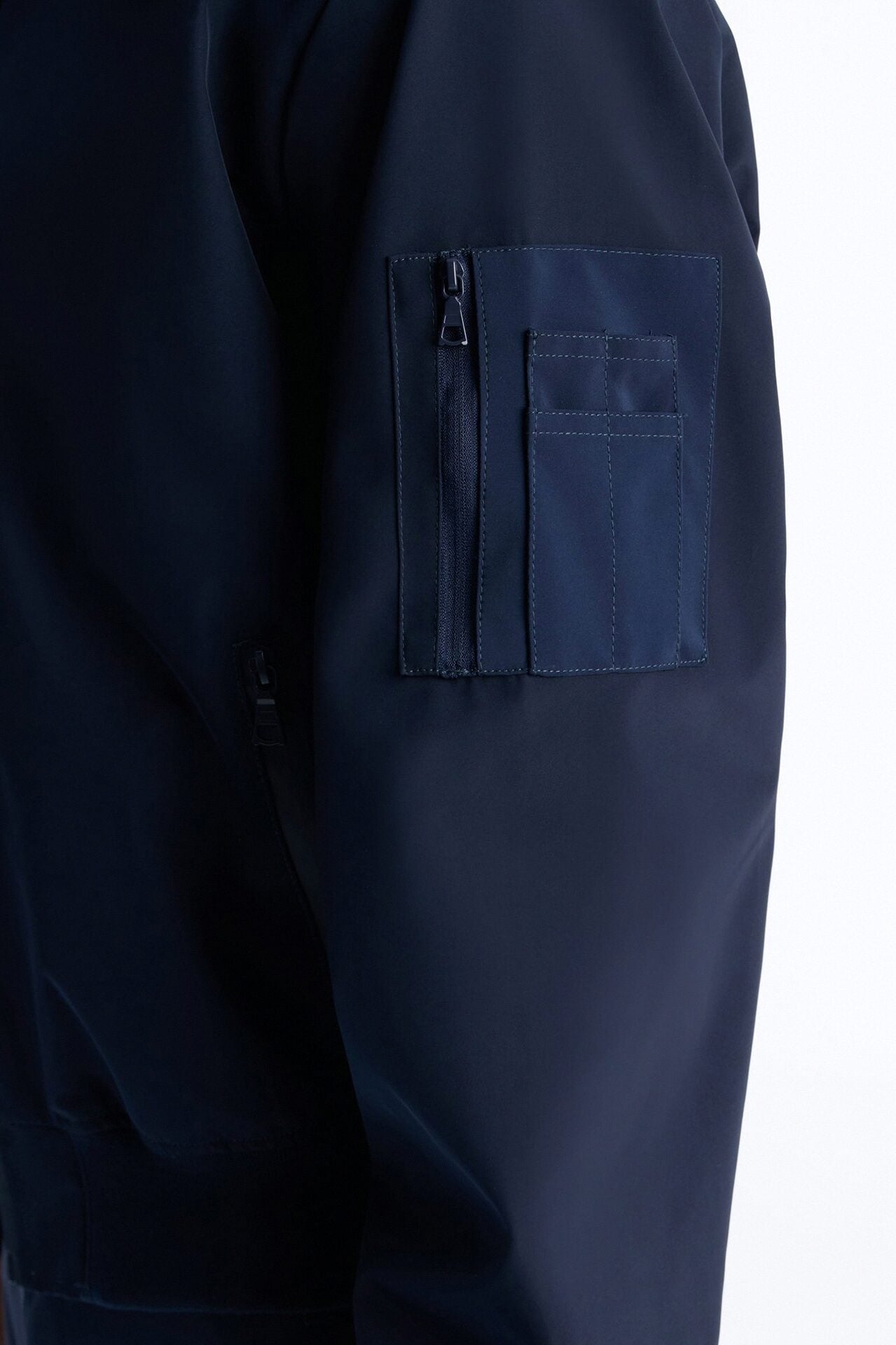 Cropped Relaxed Liberty Zip Bomber Jacket - Navy image 5