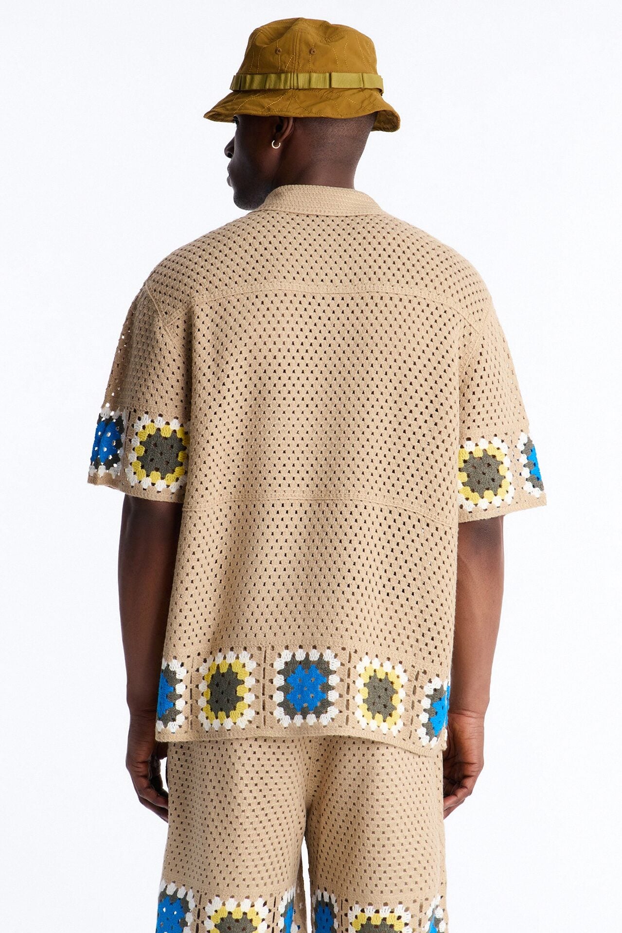 Relaxed Daisy Daze Crochet Button Up Shirt - Tan image 4