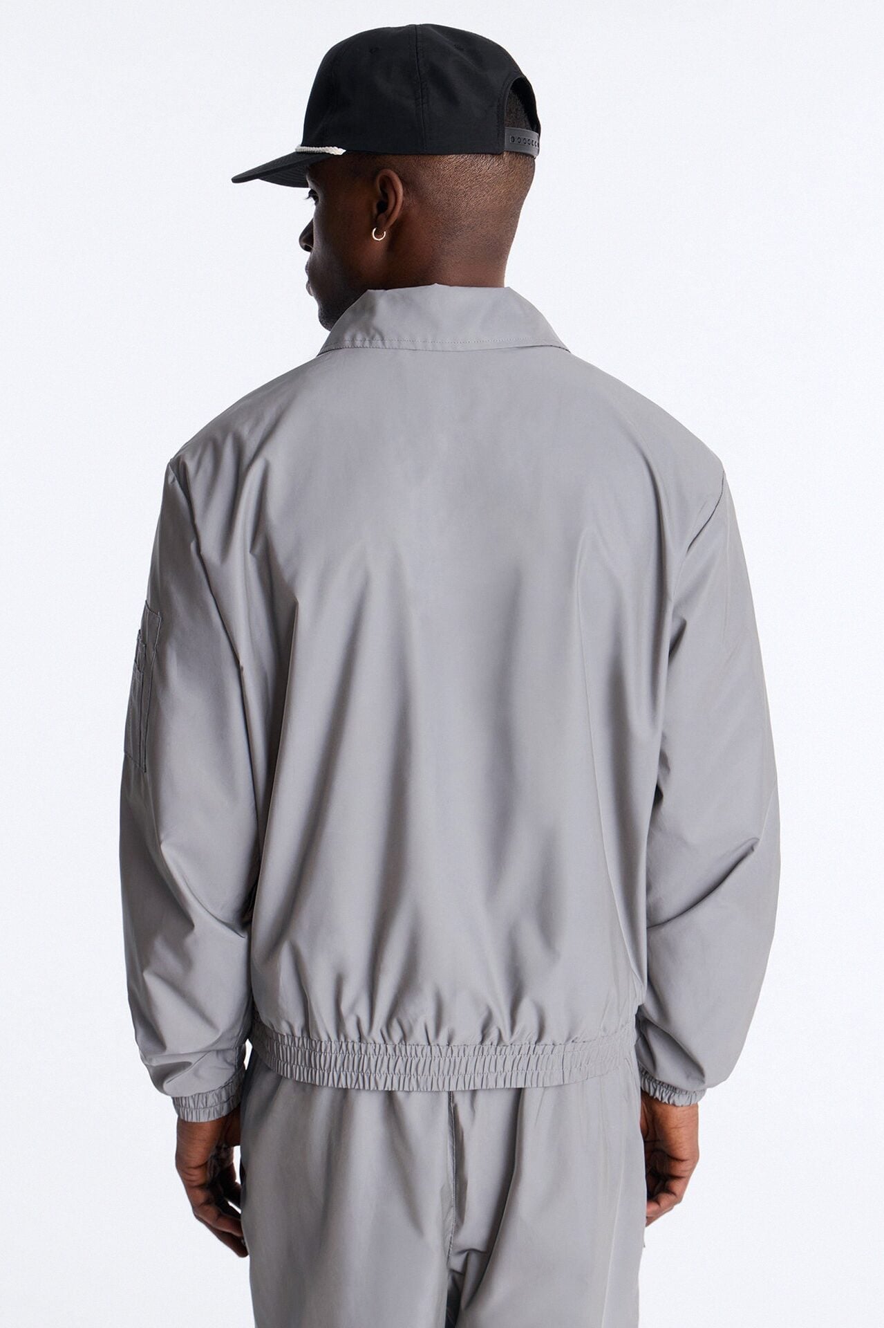 Cropped Relaxed Reflective Zip Bomber Jacket - Silver image 5