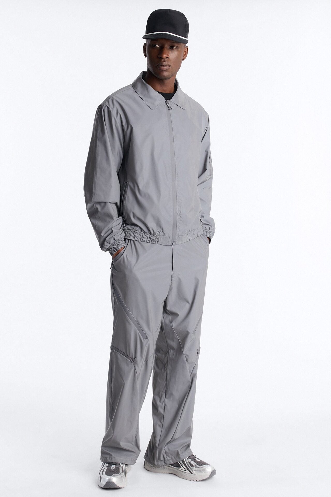 Baggy Reflective Zip Pant - Silver image 2