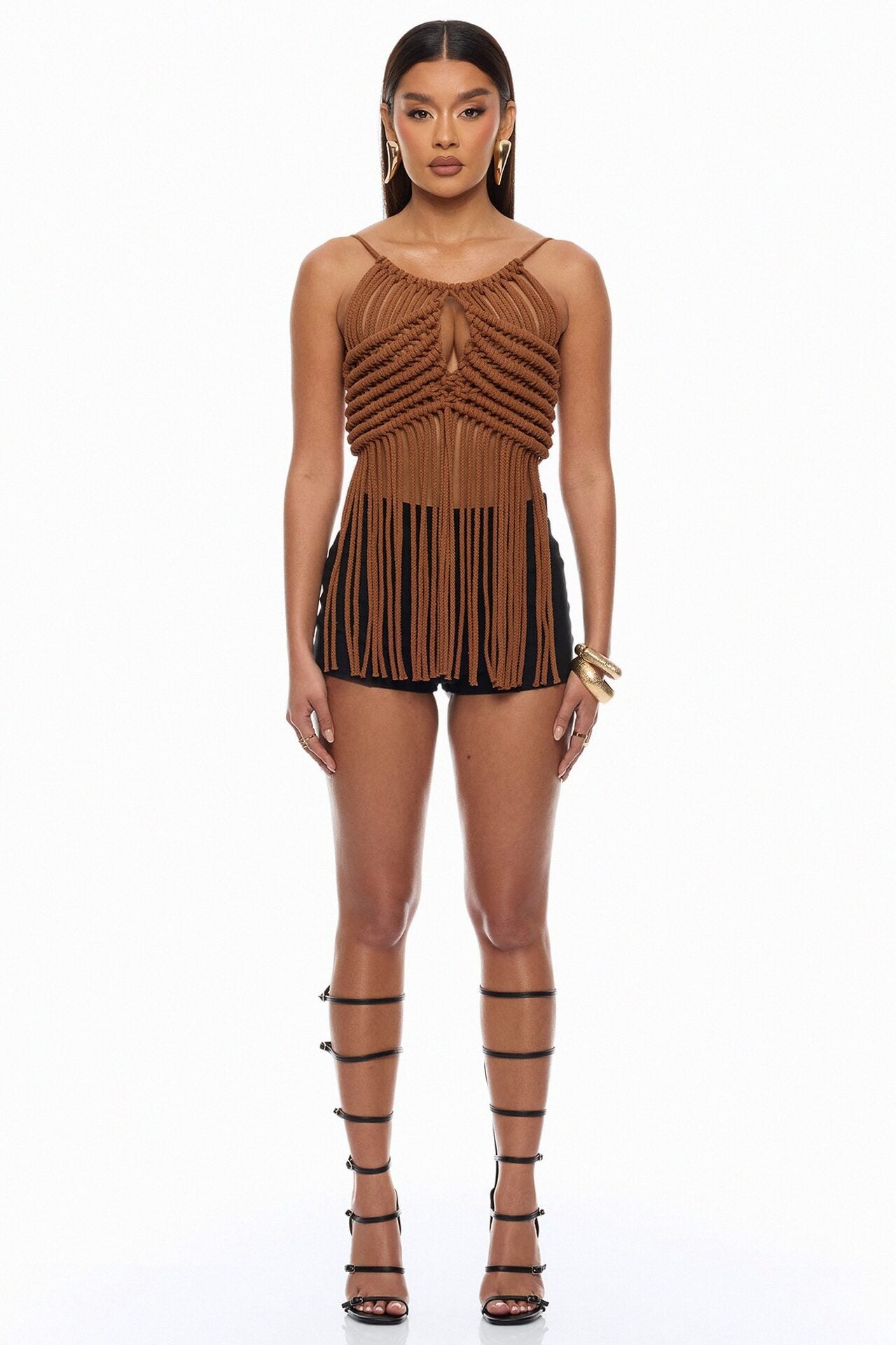 Desert Vibe Backless Halter Top - Brown image 2
