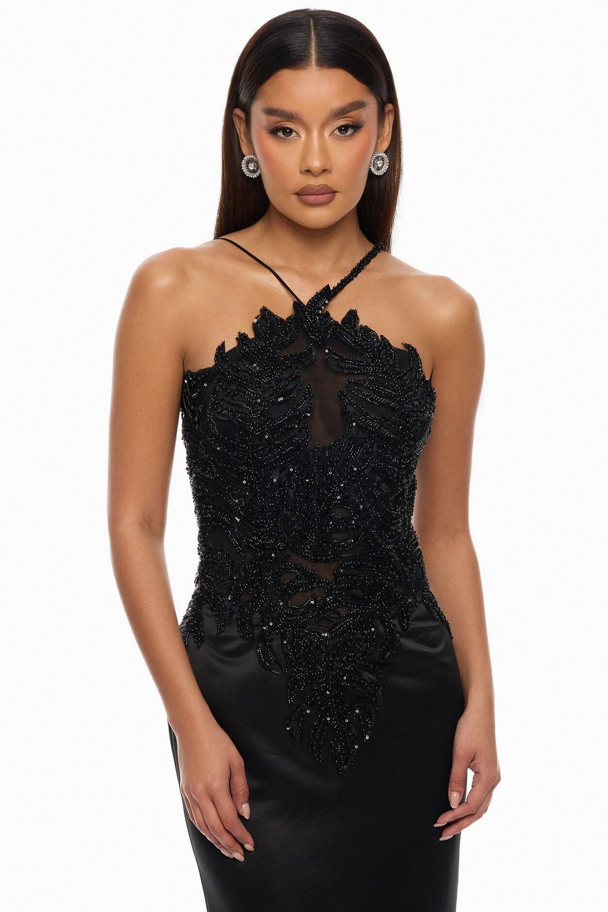 Pure Glamour Embellished Mermaid Gown - Black image 2