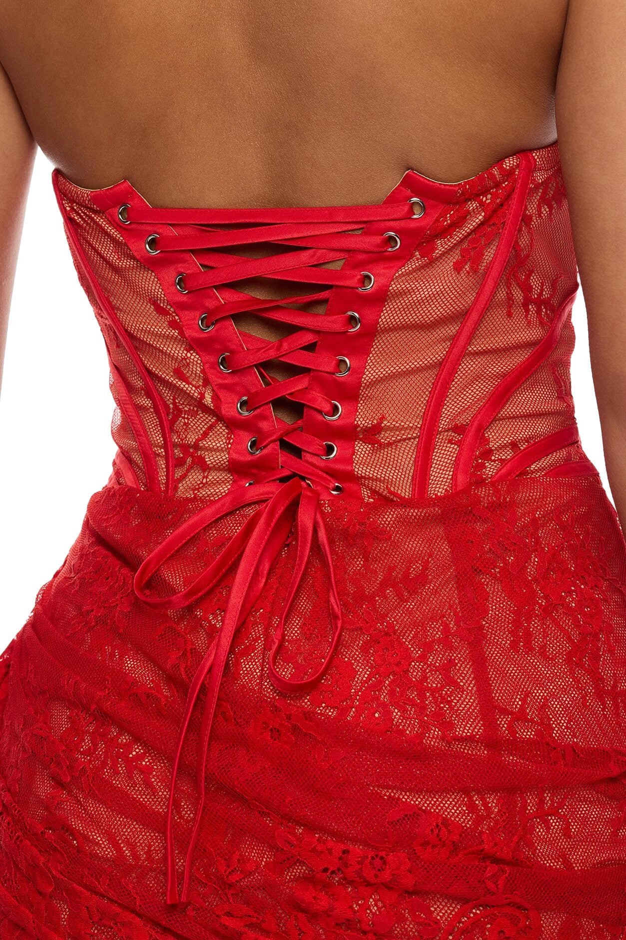 Be Mine Draped Lace Maxi Dress - Red image 4