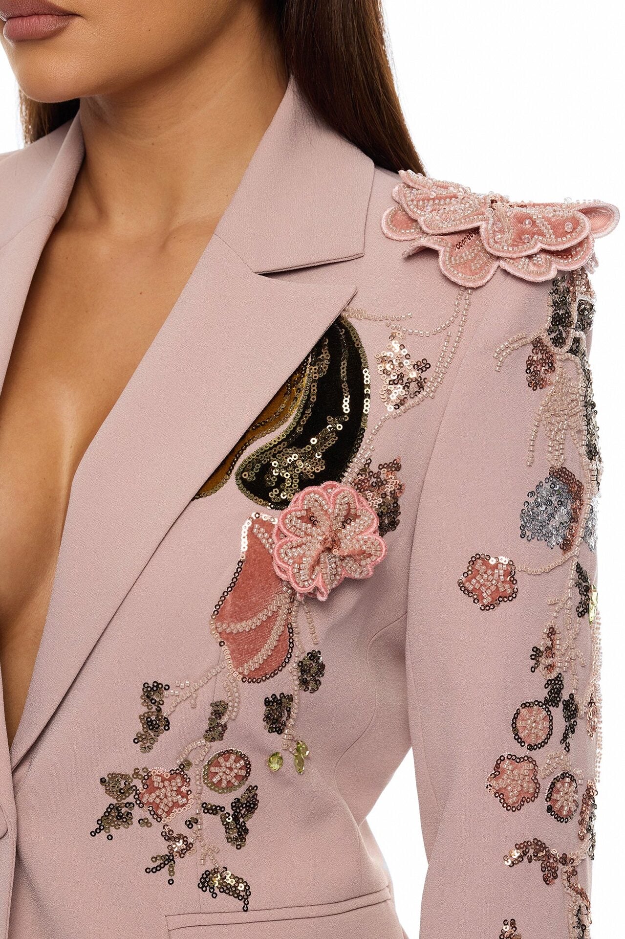 Indie Embellished Blazer Pant Set - Mauve image 3