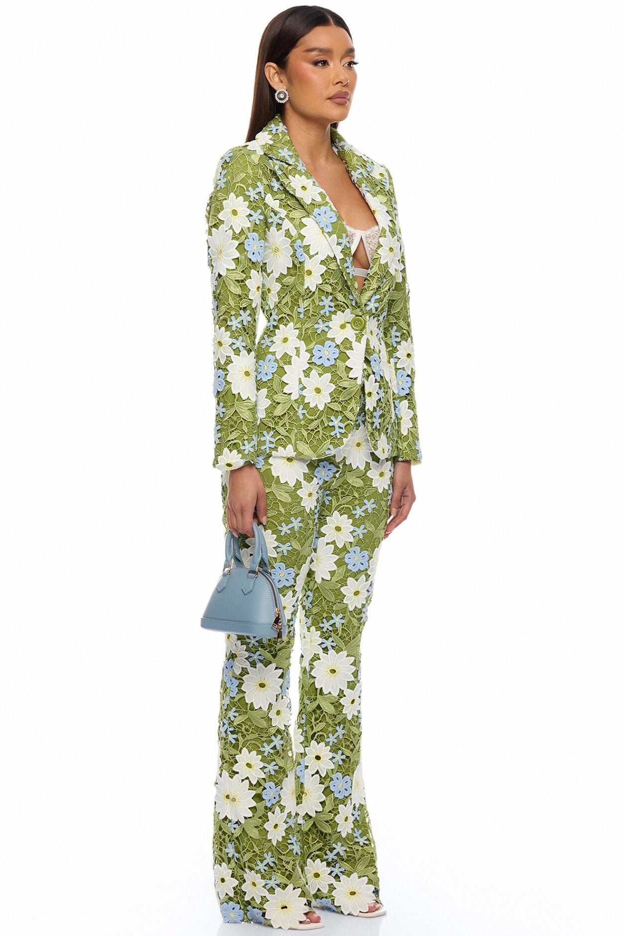 Dani Floral Embroidered Blazer - Chartreuse image 2