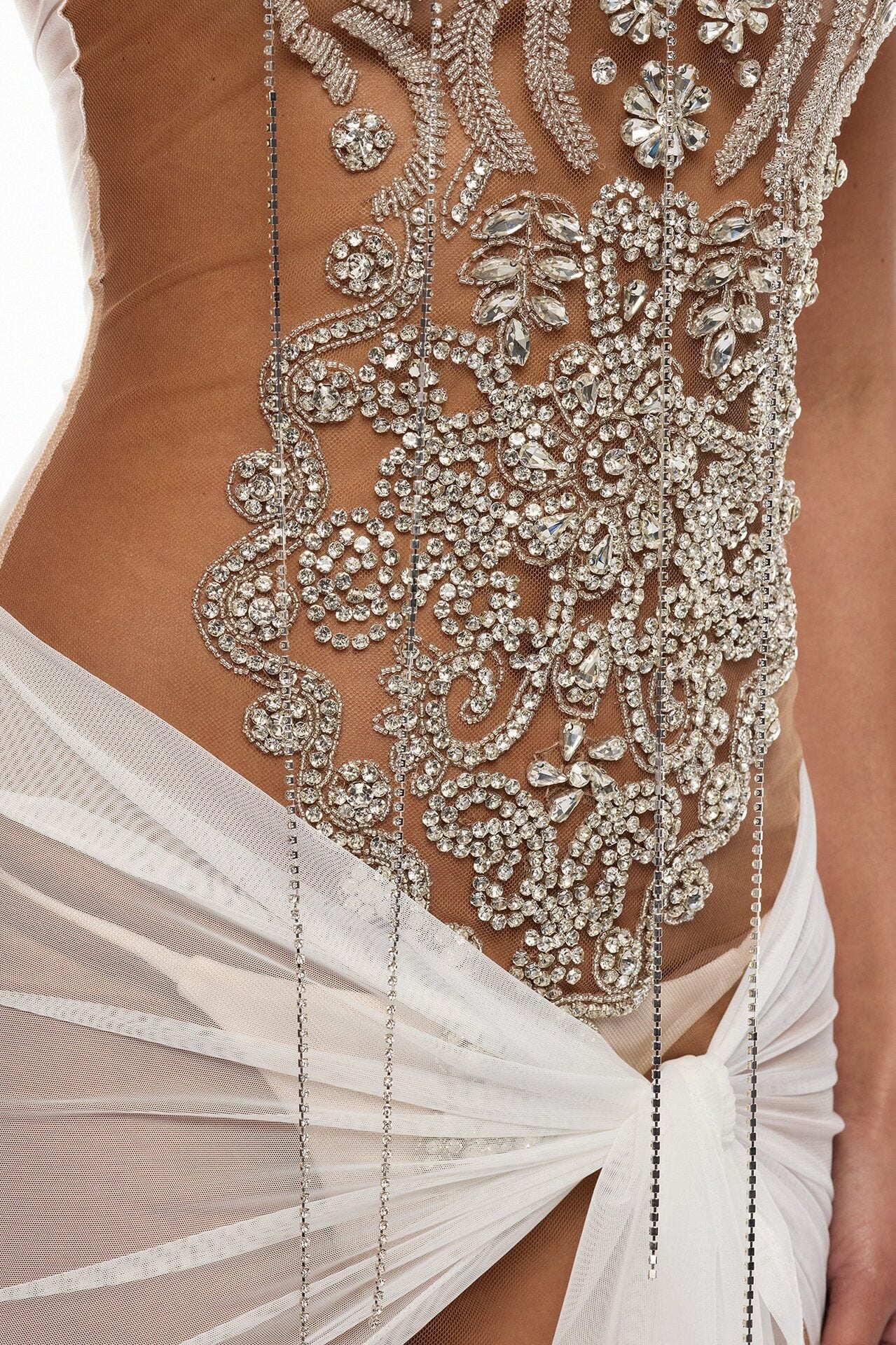 Jaw Dropped Rhinestone Mini Dress - White image 3