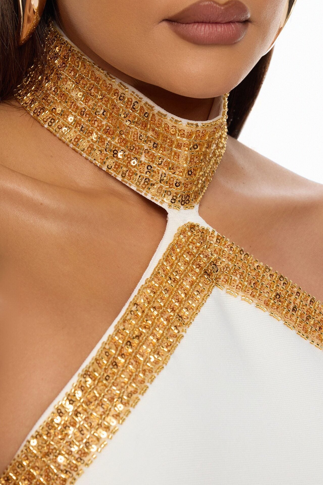Draya Embellished Bandage Maxi Dress - White image 3