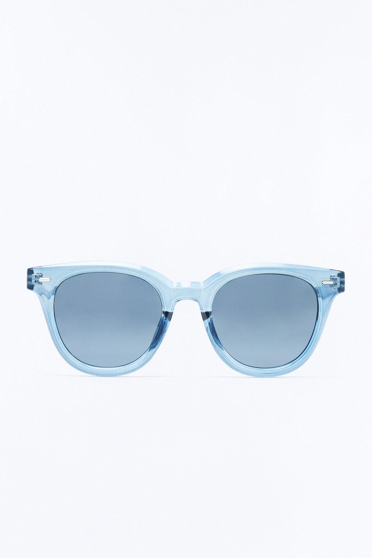 Statement Rounded Wayfarer Sunglasses - Blue image 4