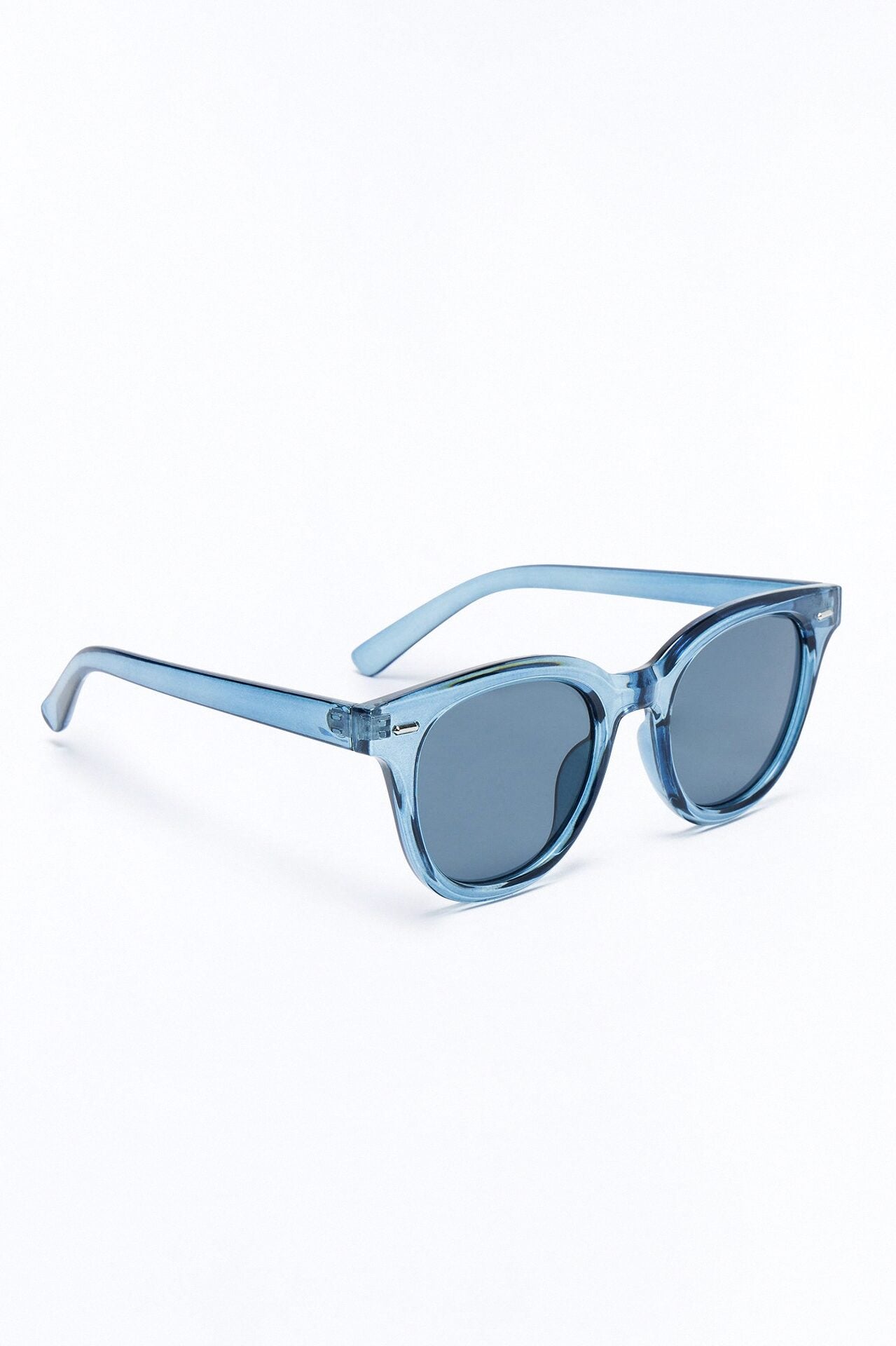 Statement Rounded Wayfarer Sunglasses - Blue image 3