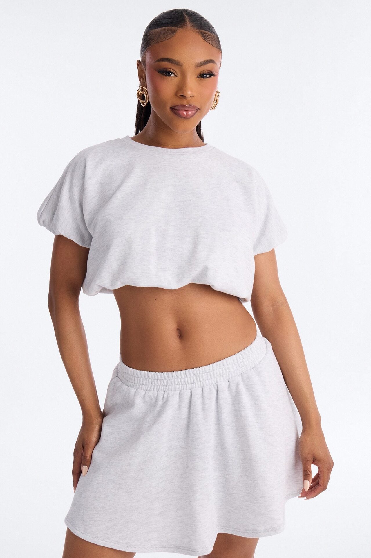 Girl On The Go Flowy Skirt Set - Heather Grey image 2