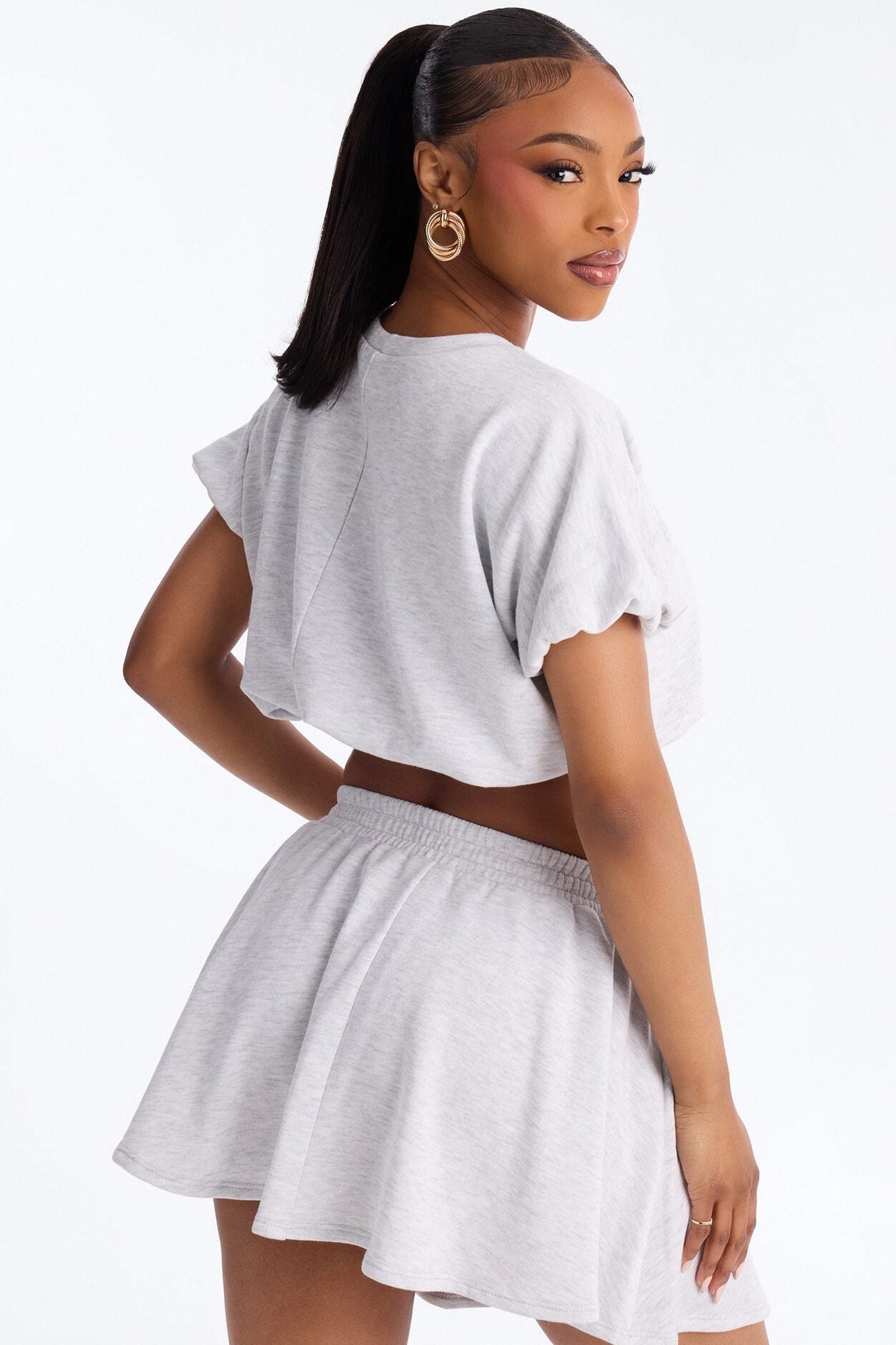 Girl On The Go Flowy Skirt Set - Heather Grey image 3