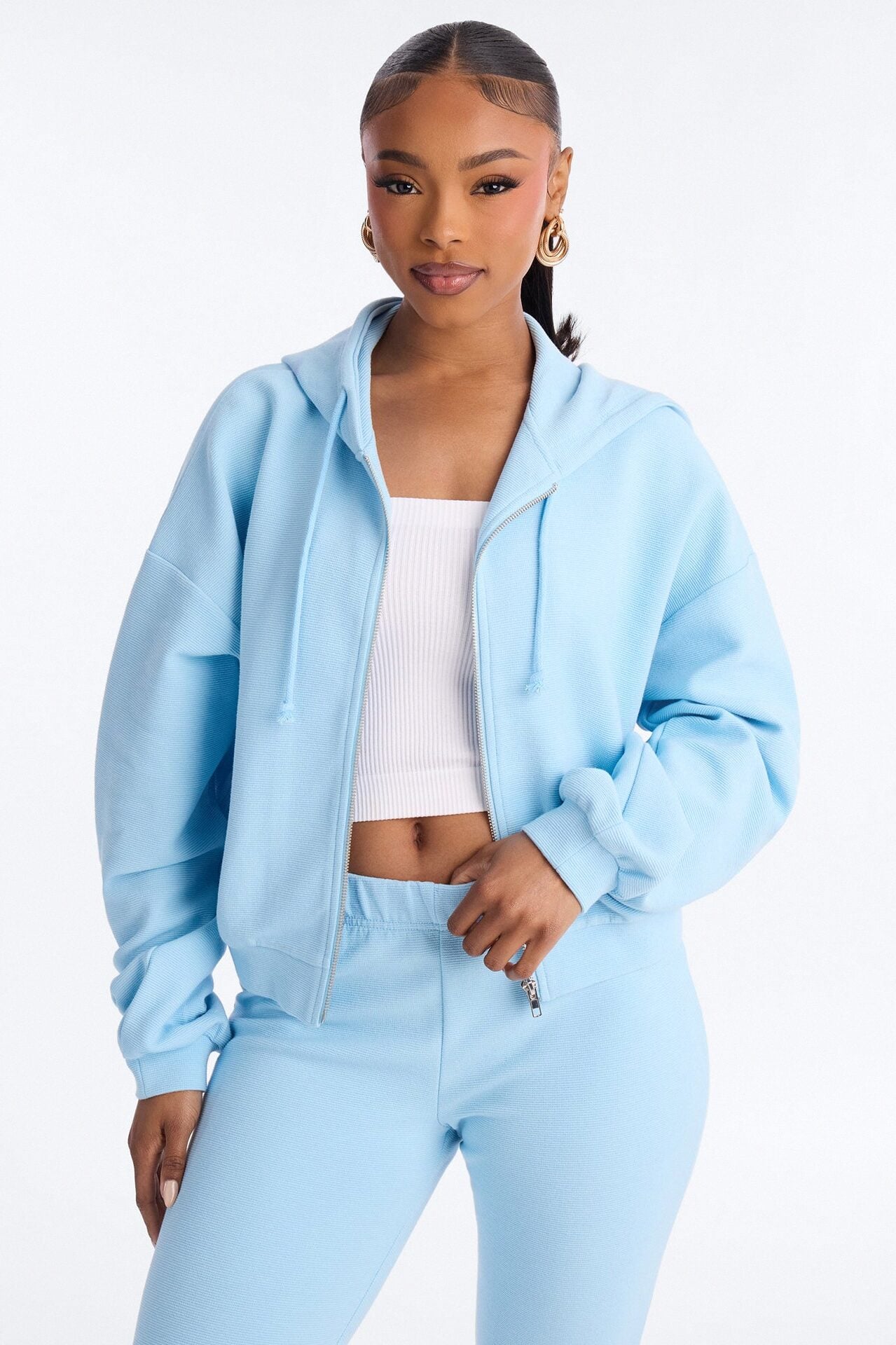 Casual Cutie Knit Capri Set - Blue image 2