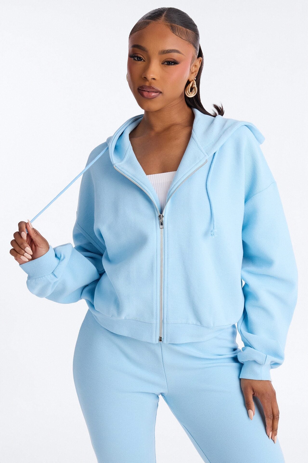 Casual Cutie Knit Capri Set - Blue image 3