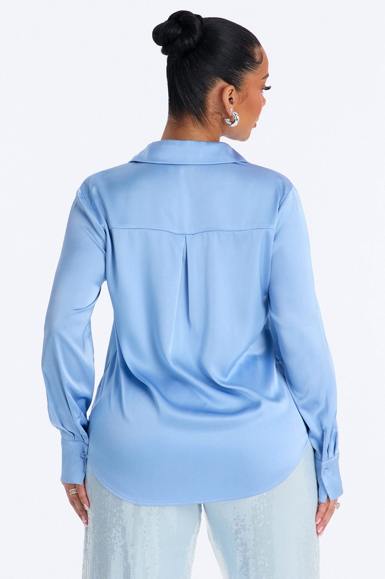 Feelin' Popular Satin Shirt - Periwinkle image 4