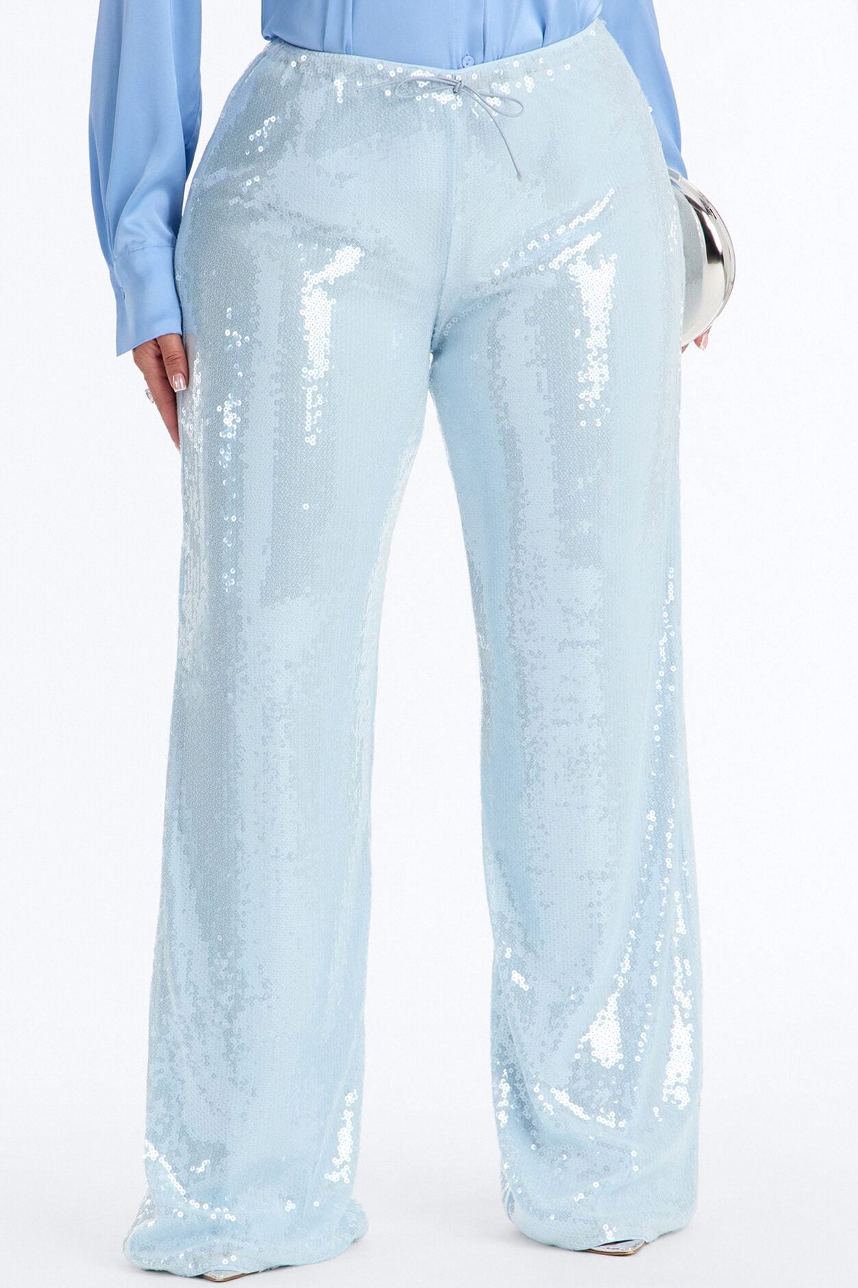 Glow Time Sequin Embellished Pants - Ice Blue image 2