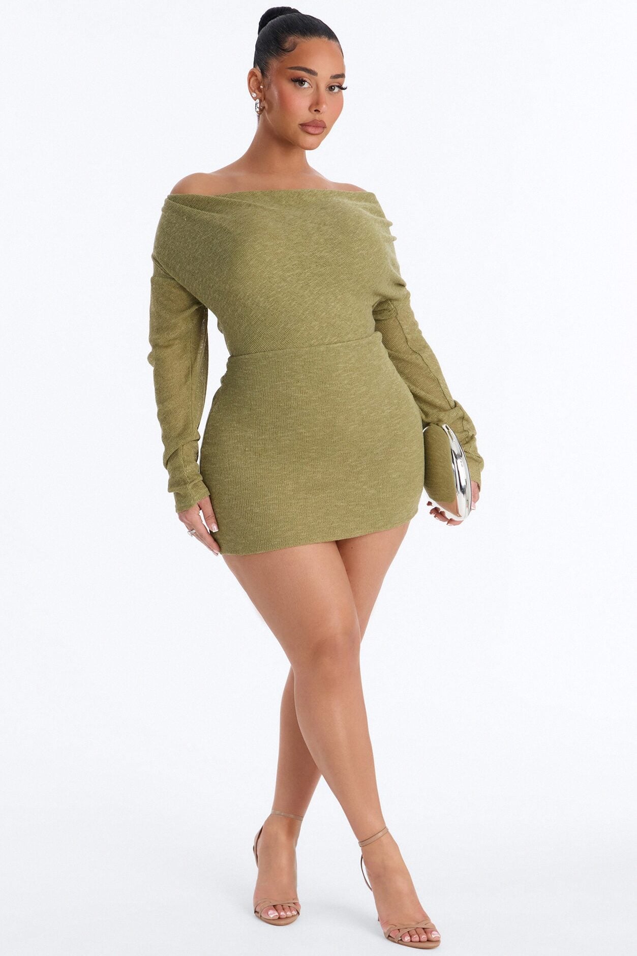 Alina Backless Sweater Mini Dress - Olive image 2
