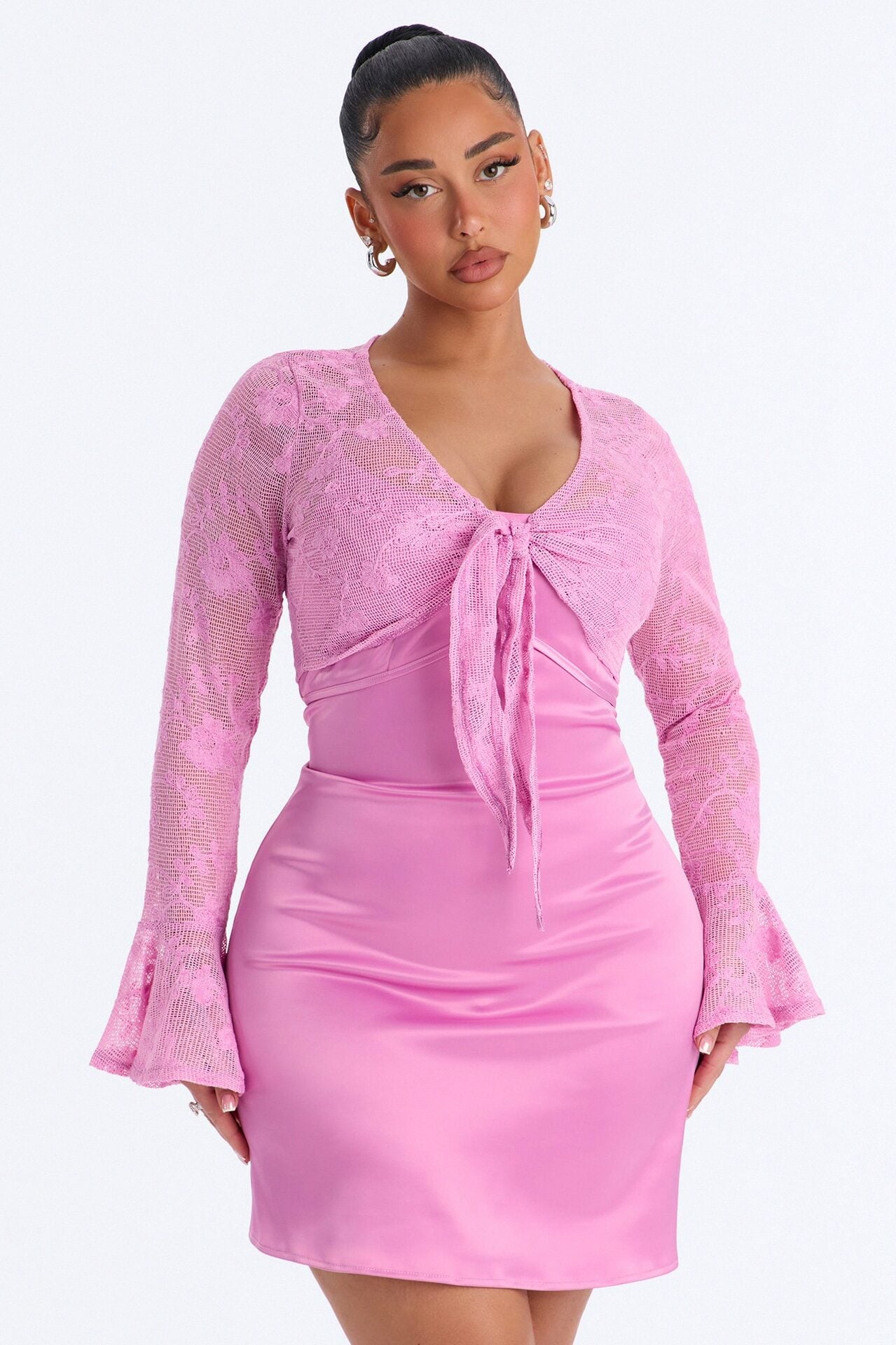 Wren Lace Mini Dress Set - Pink image 3